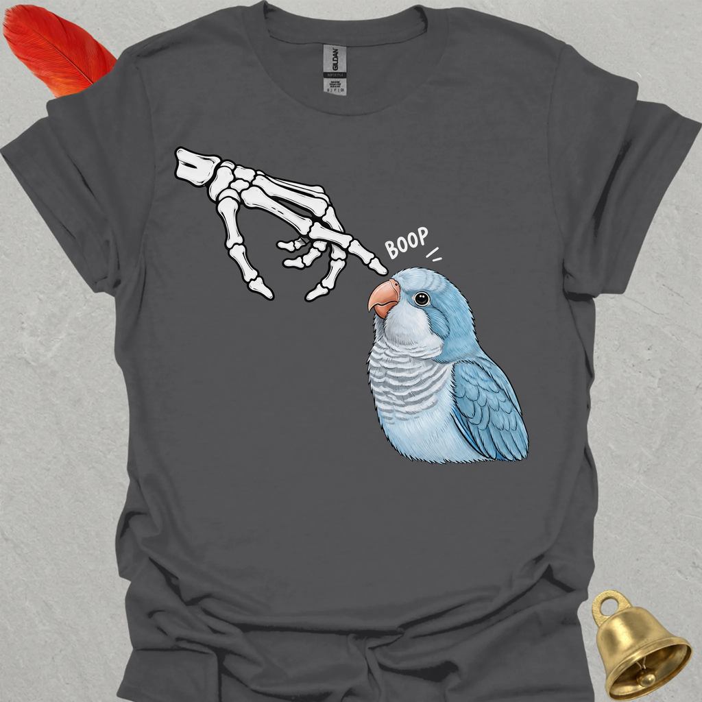 Blue Opaline Quaker Parrot Skeleton Boop T-Shirt