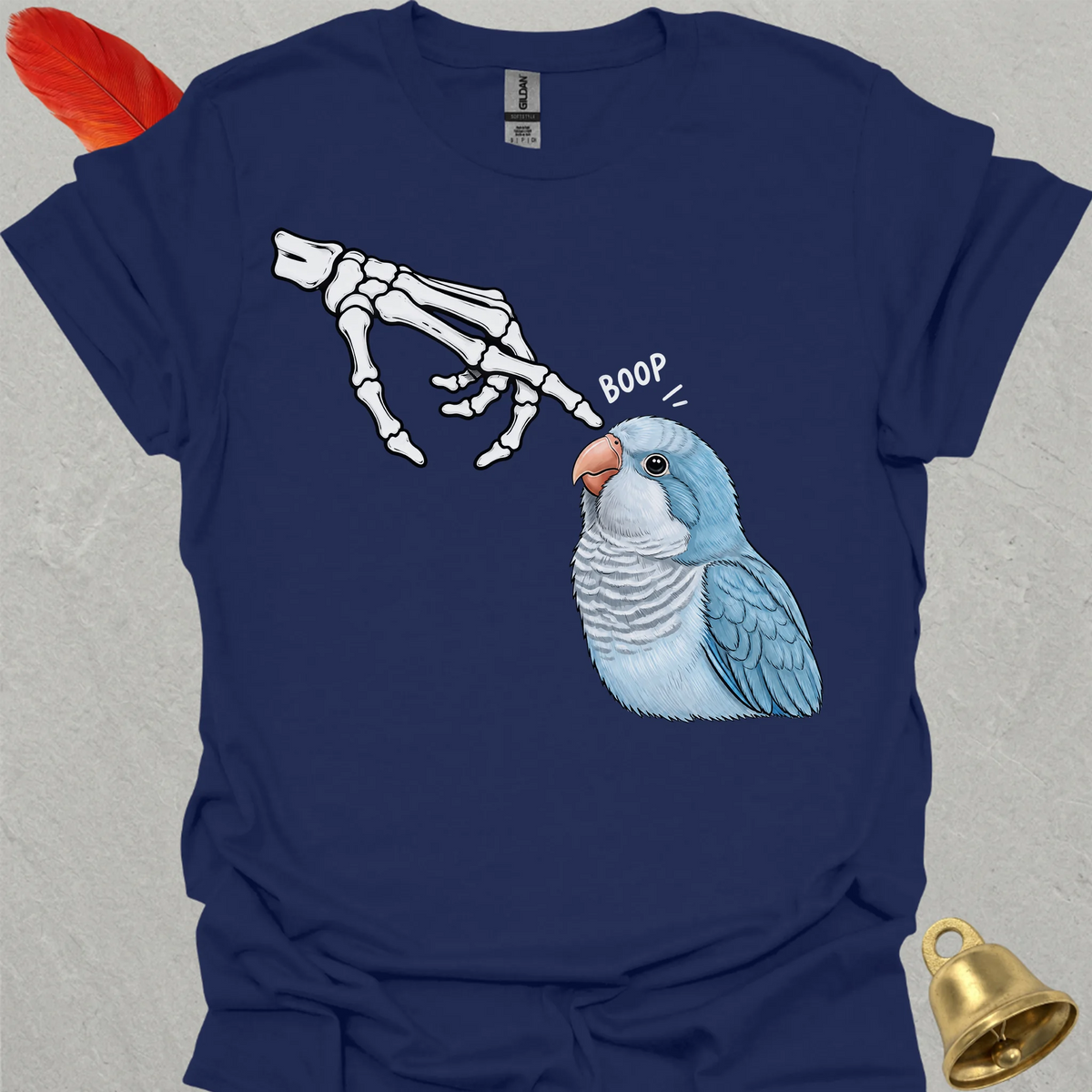 Blue Opaline Quaker Parrot Skeleton Boop T-Shirt
