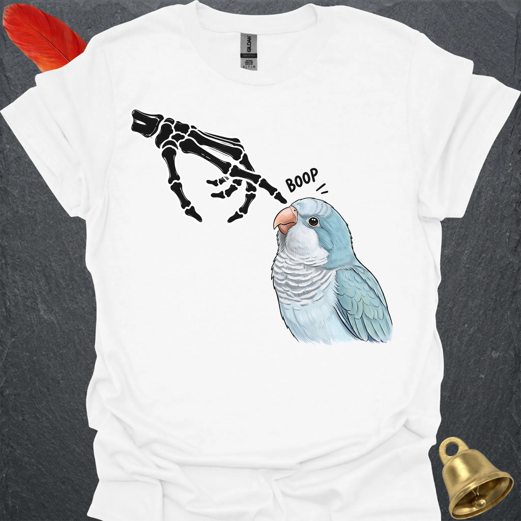 Blue Opaline Quaker Parrot Skeleton Boop T-Shirt