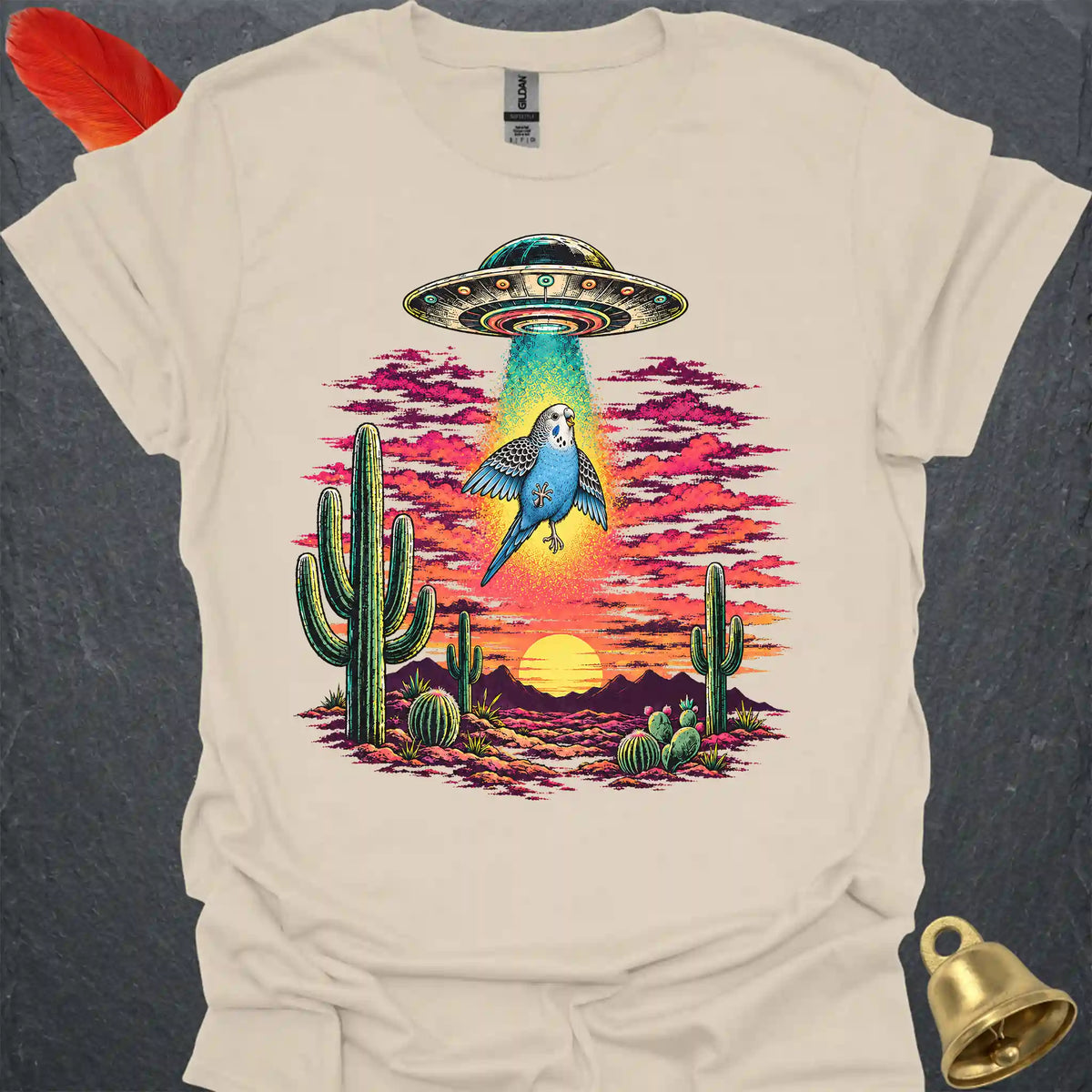 Blue Parakeet Abduction T-Shirt
