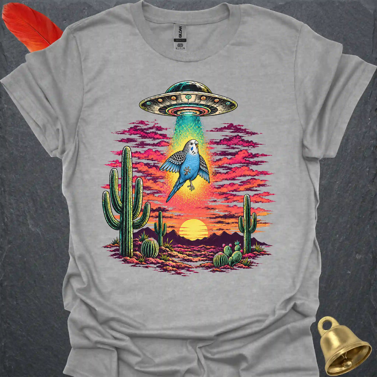 Blue Parakeet Abduction T-Shirt