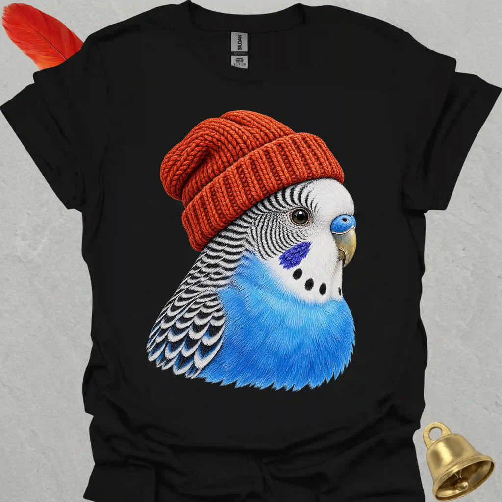Blue Parakeet Beanie T-Shirt