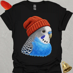 Blue Parakeet Beanie T-Shirt