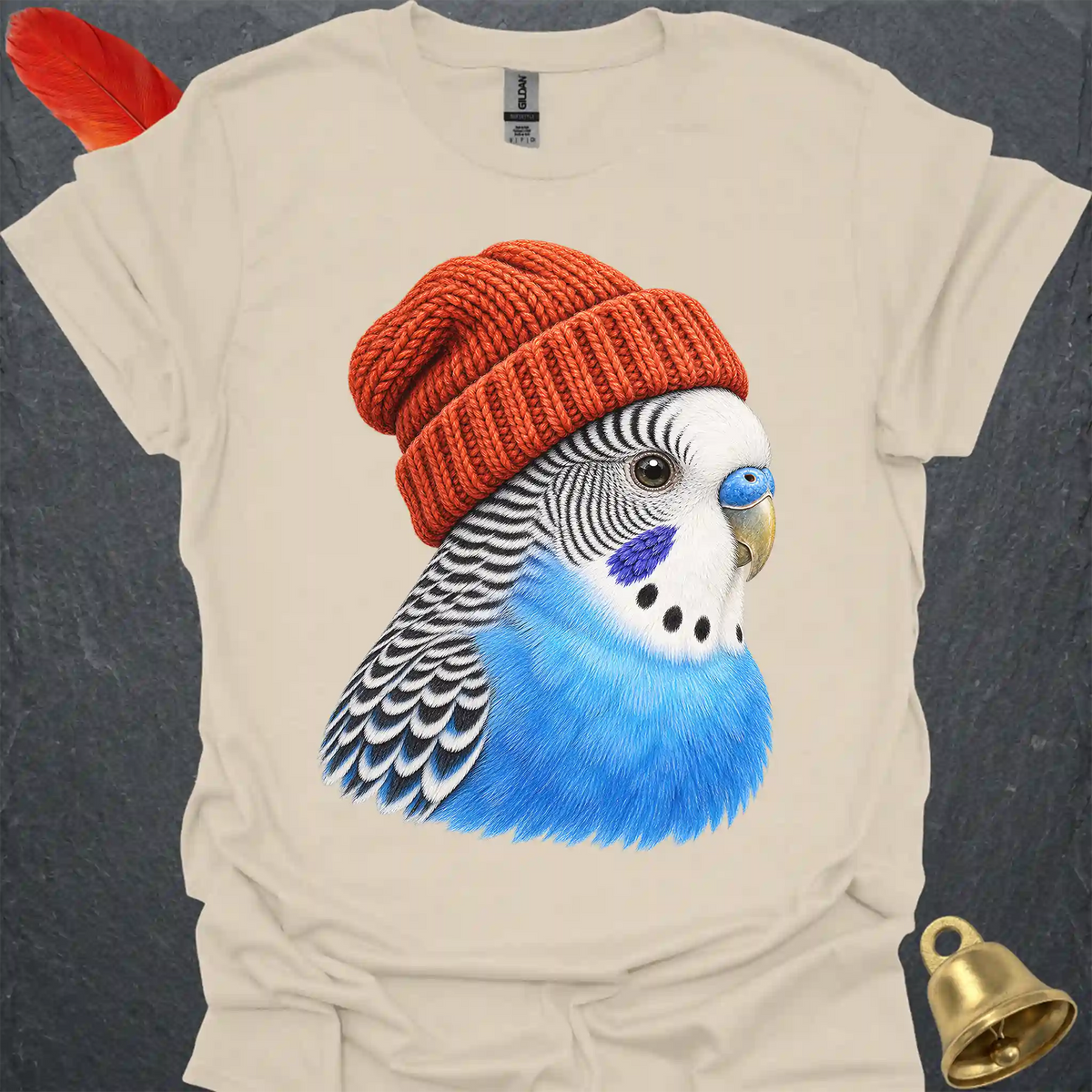 Blue Parakeet Beanie T-Shirt