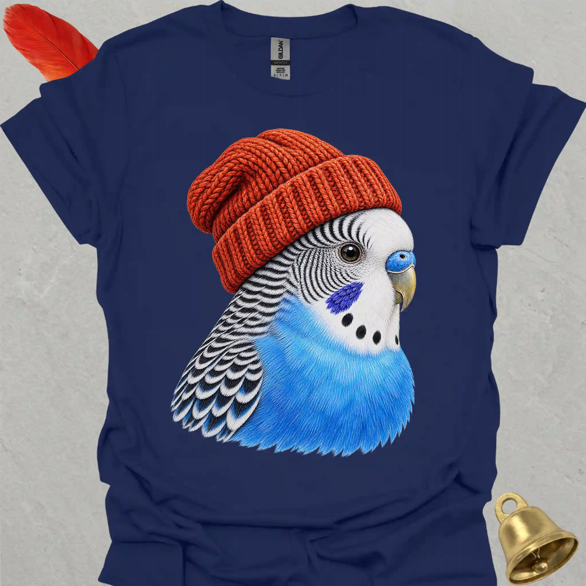 Blue Parakeet Beanie T-Shirt