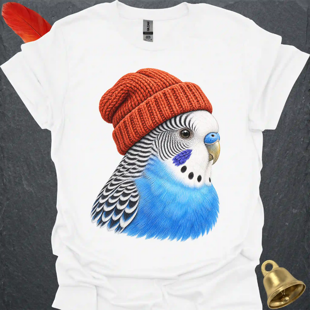 Blue Parakeet Beanie T-Shirt