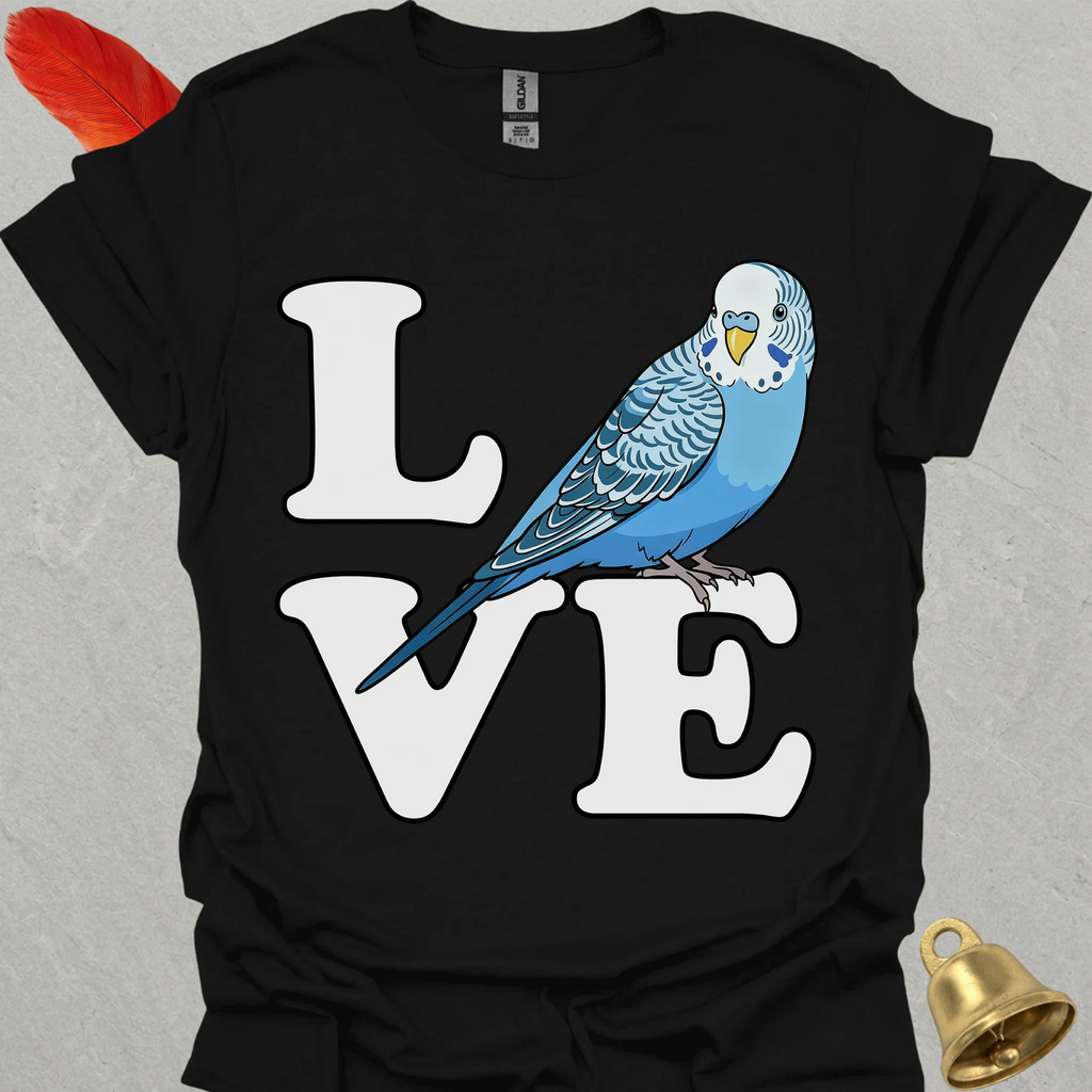 Blue Parakeet Bird Love T-Shirt