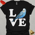 Blue Parakeet Bird Love T-Shirt