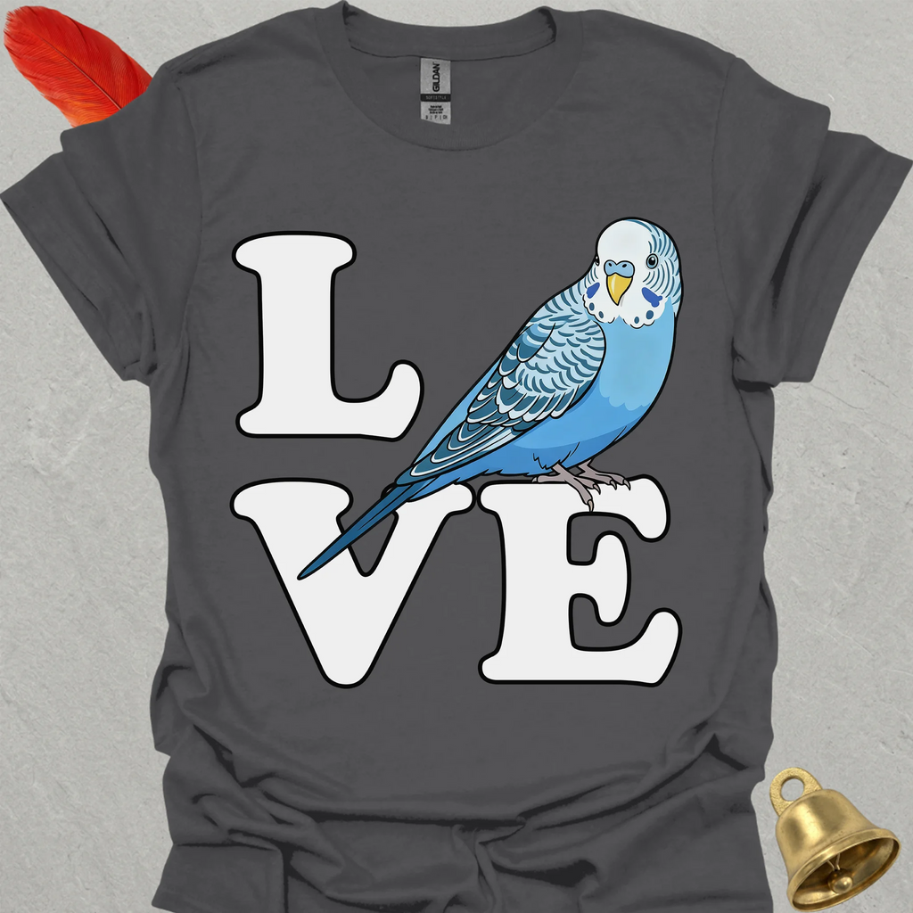 Blue Parakeet Bird Love T-Shirt