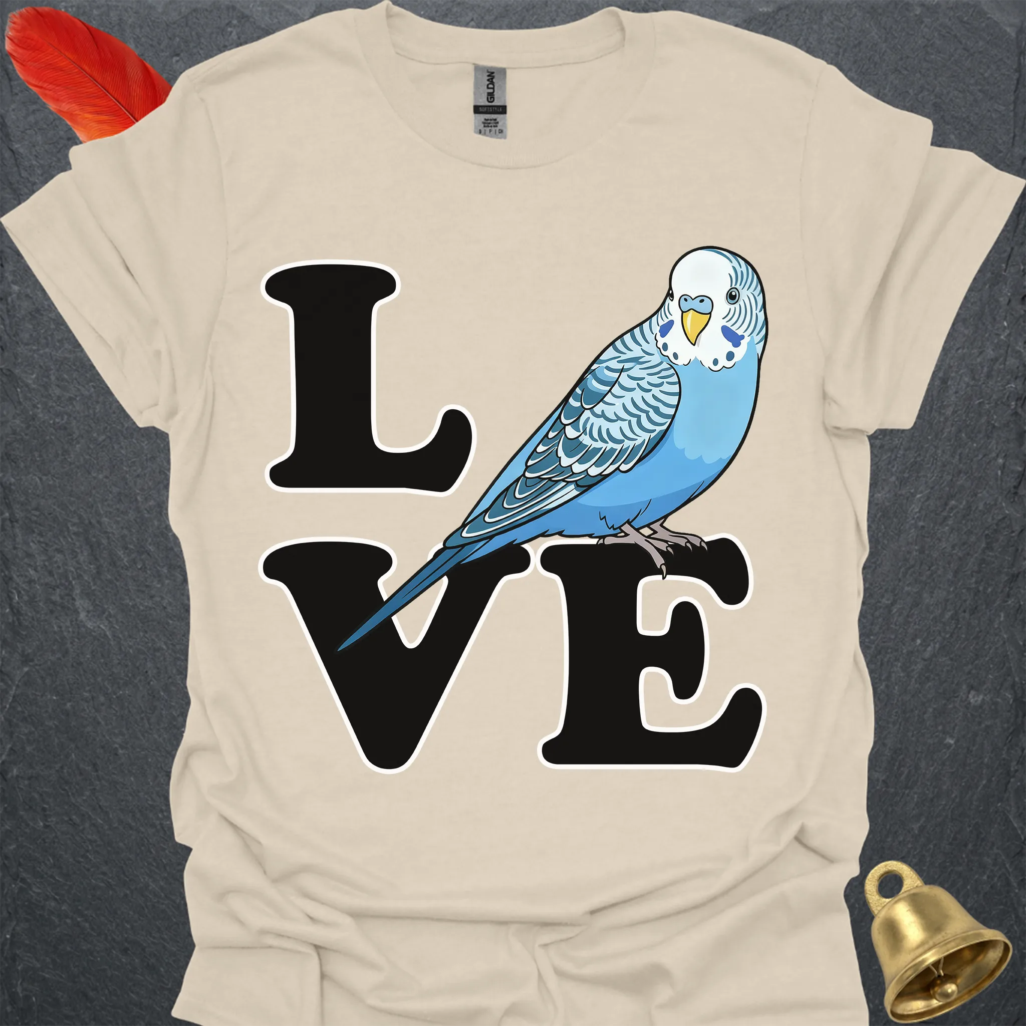 Blue Parakeet Bird Love T-Shirt
