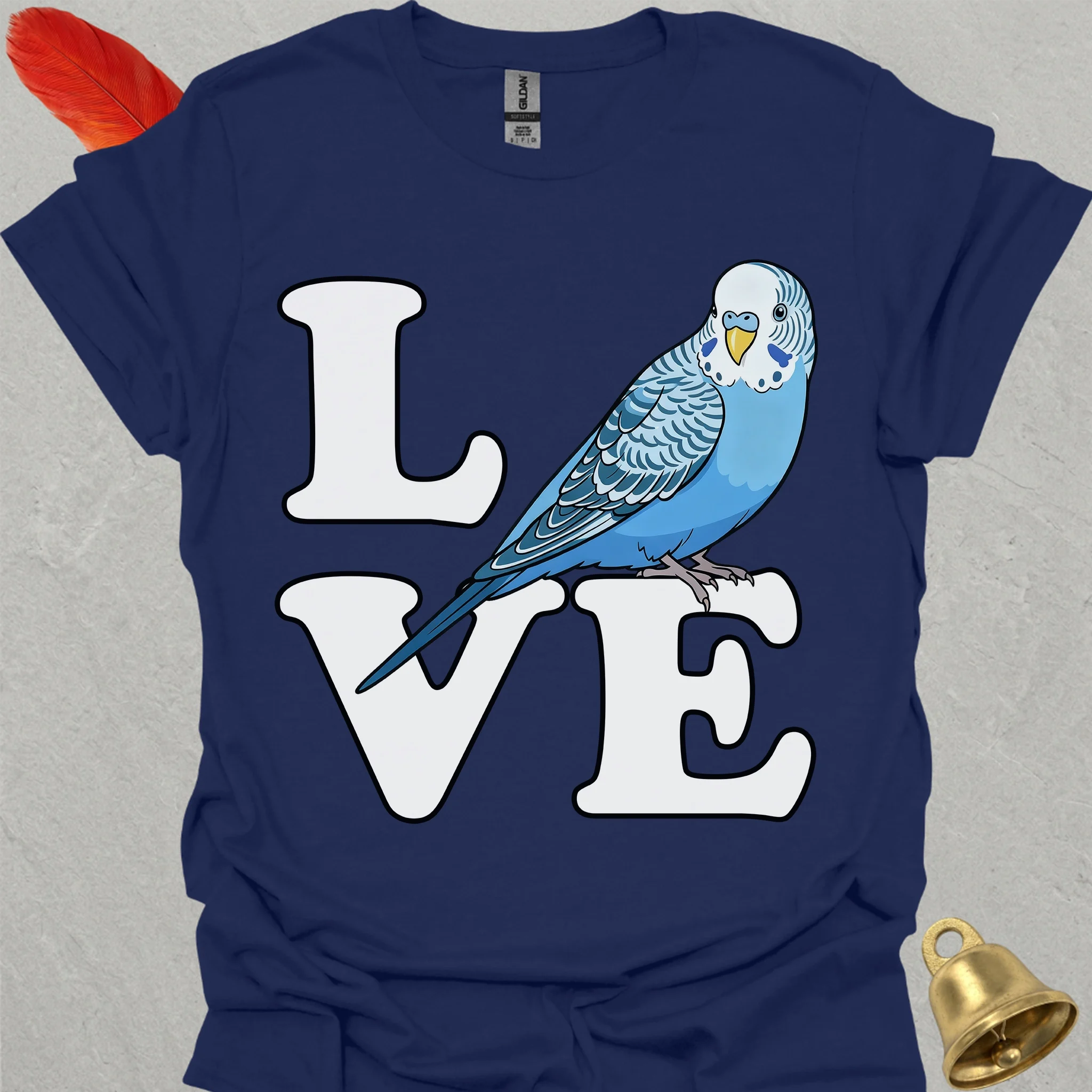 Blue Parakeet Bird Love T-Shirt