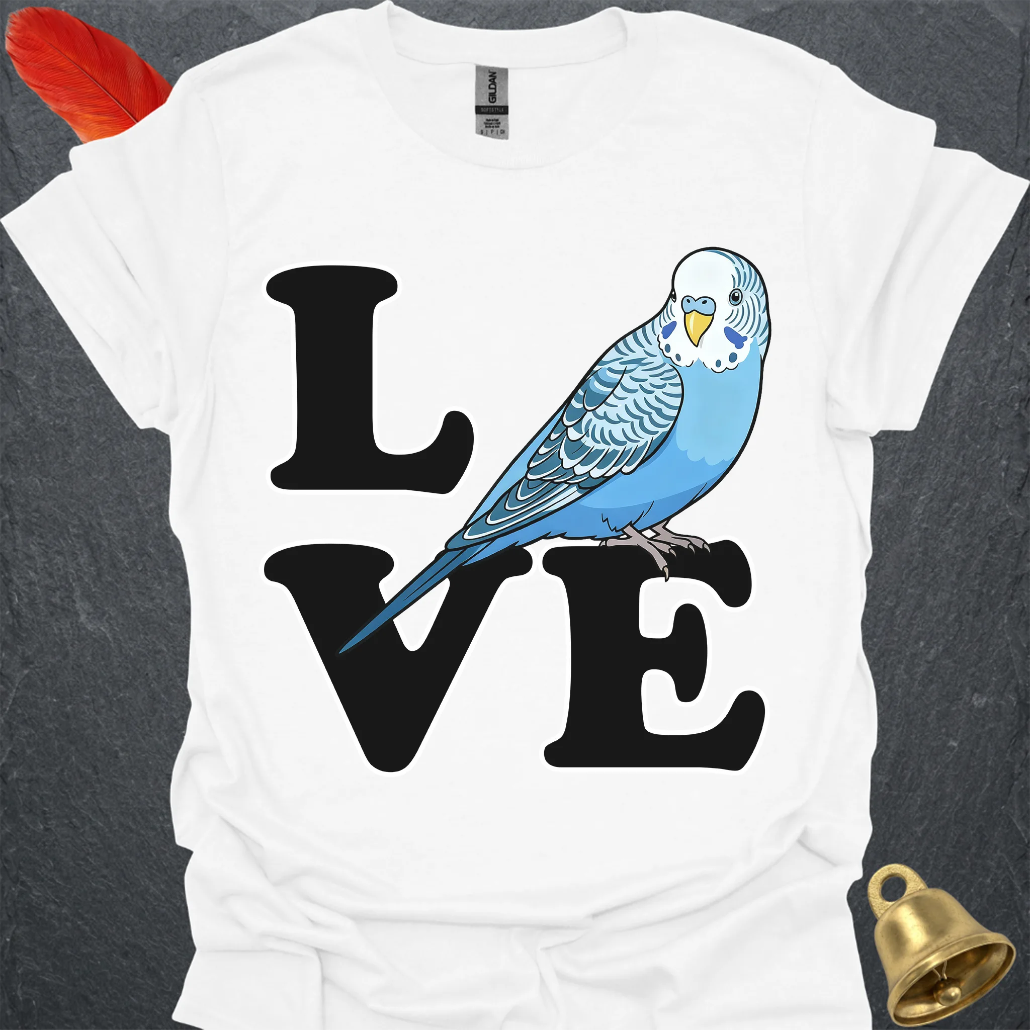Blue Parakeet Bird Love T-Shirt