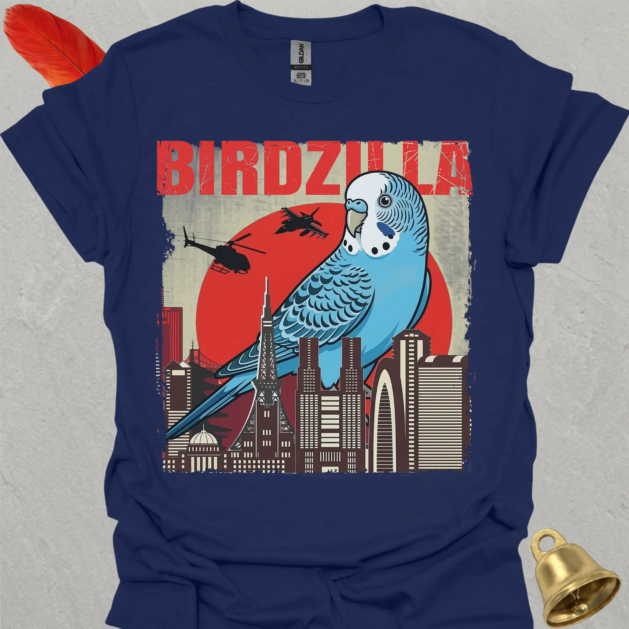 Blue Parakeet Birdzilla T-Shirt