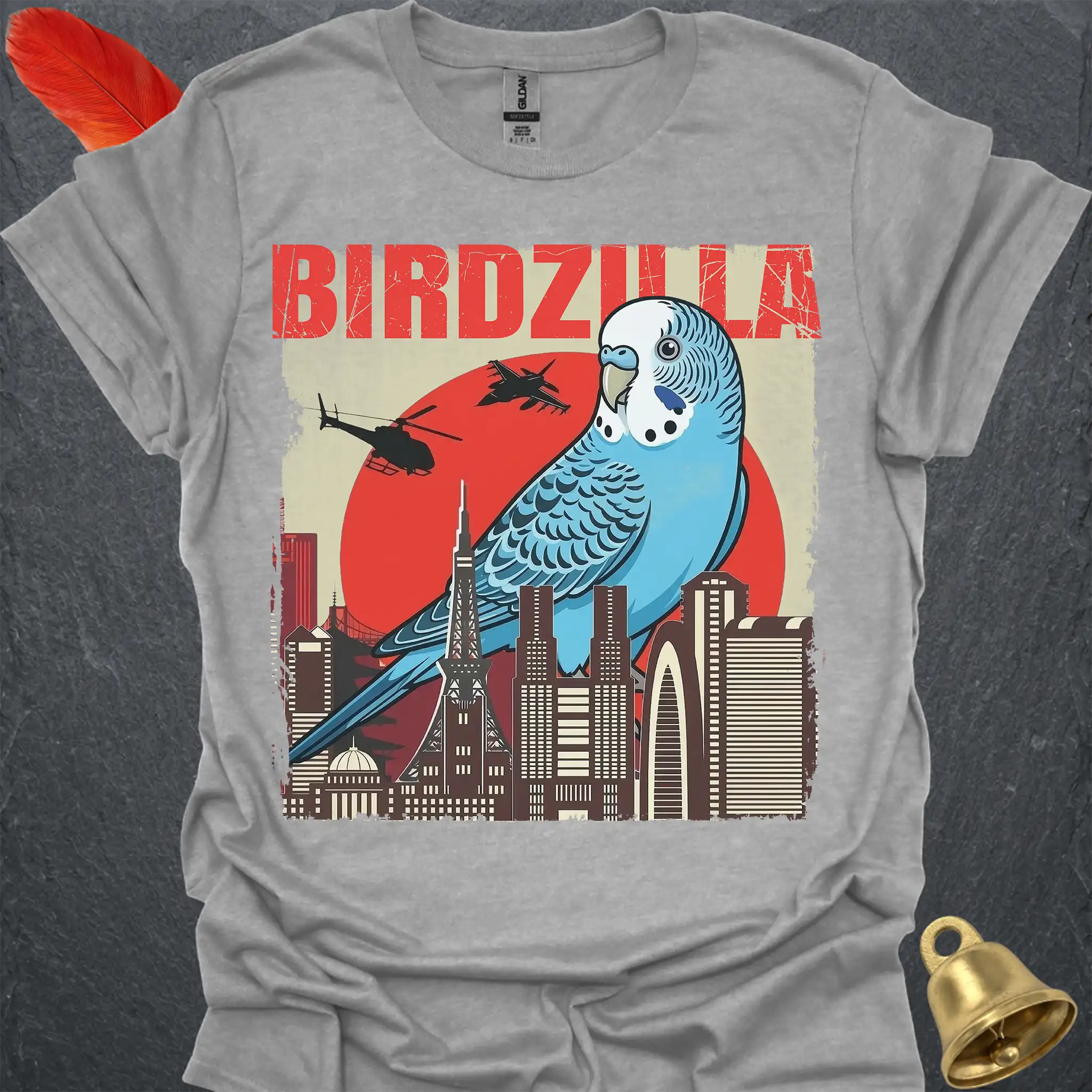Blue Parakeet Birdzilla T-Shirt