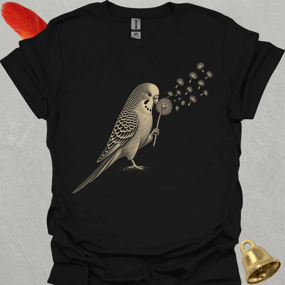 Blue Parakeet Blowing Wishes T-Shirt