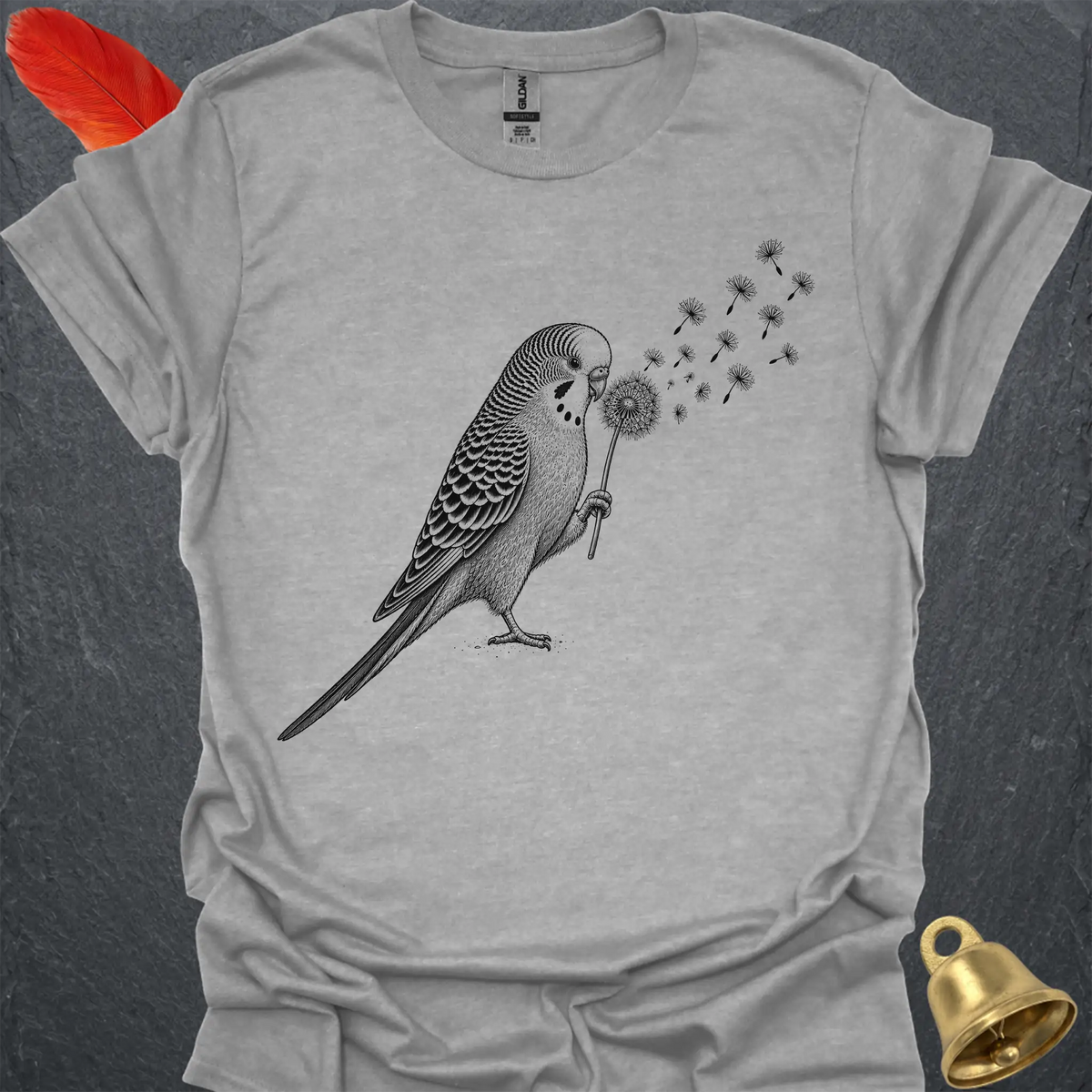 Blue Parakeet Blowing Wishes T-Shirt