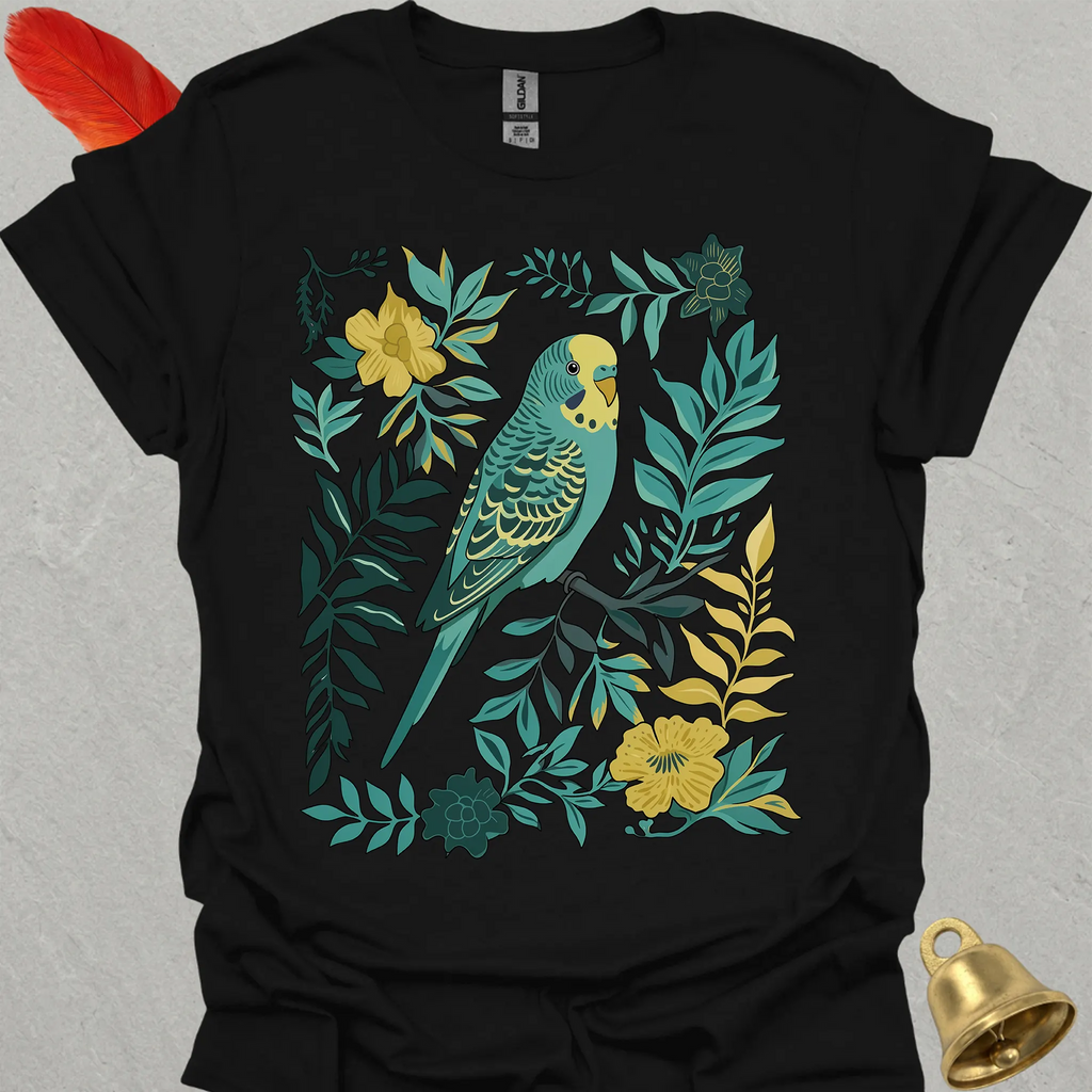 Blue Parakeet Boho Flower T-Shirt