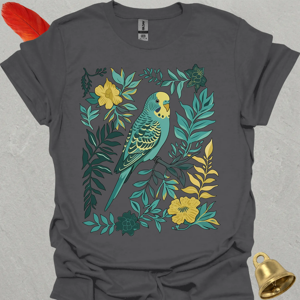 Blue Parakeet Boho Flower T-Shirt