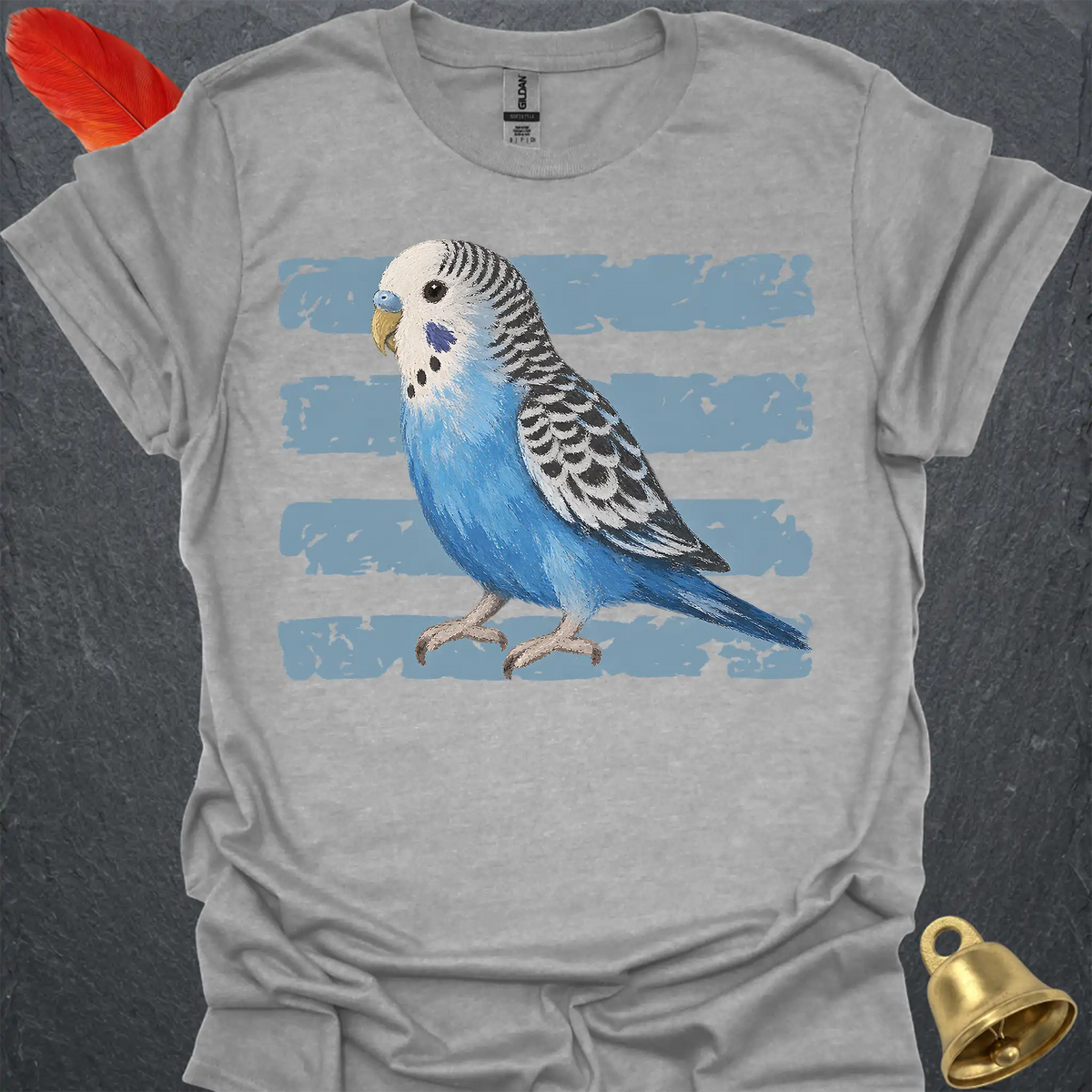 Blue Parakeet Brush T-Shirt