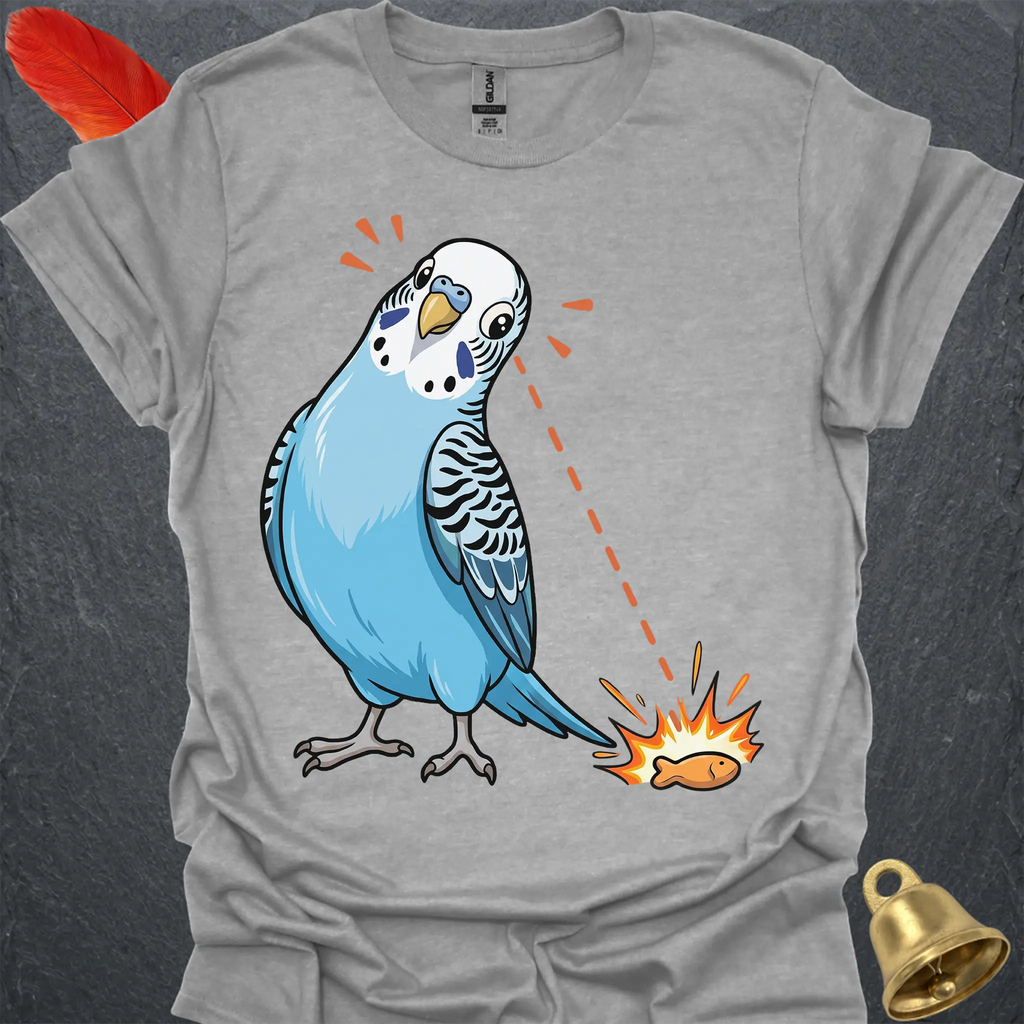 Blue Parakeet Eye on Prize T-Shirt