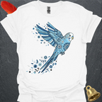 Blue Parakeet Flying Flower T-Shirt