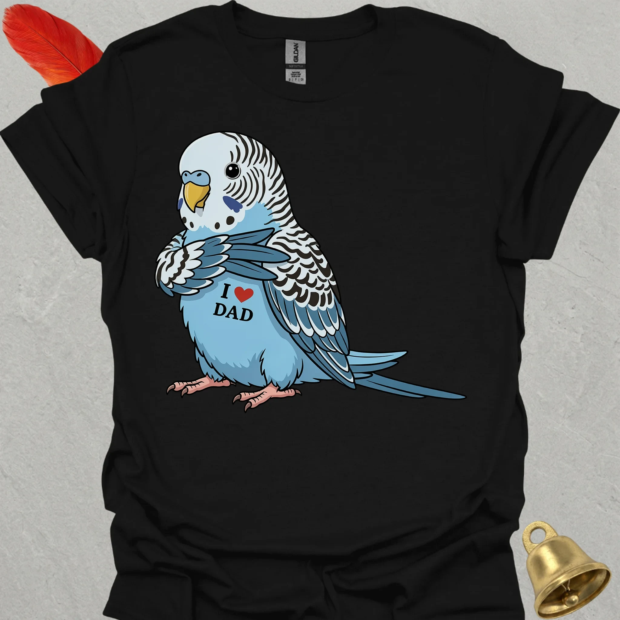 Blue Parakeet I Love Dad T-Shirt