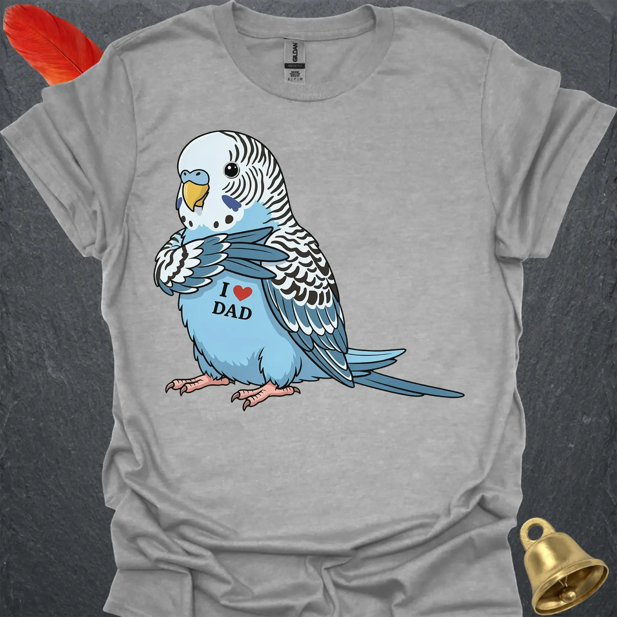 Blue Parakeet I Love Dad T-Shirt