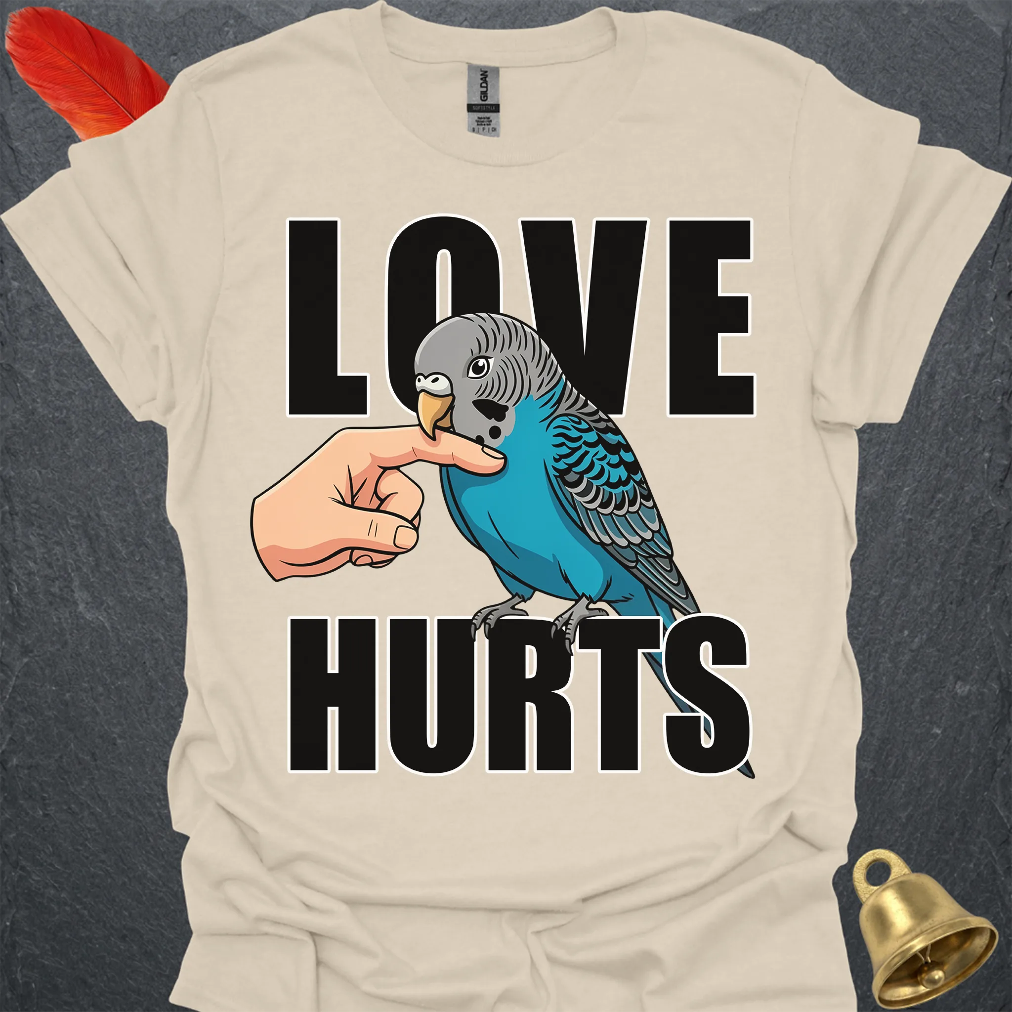 Blue Parakeet Love Hurts T-Shirt