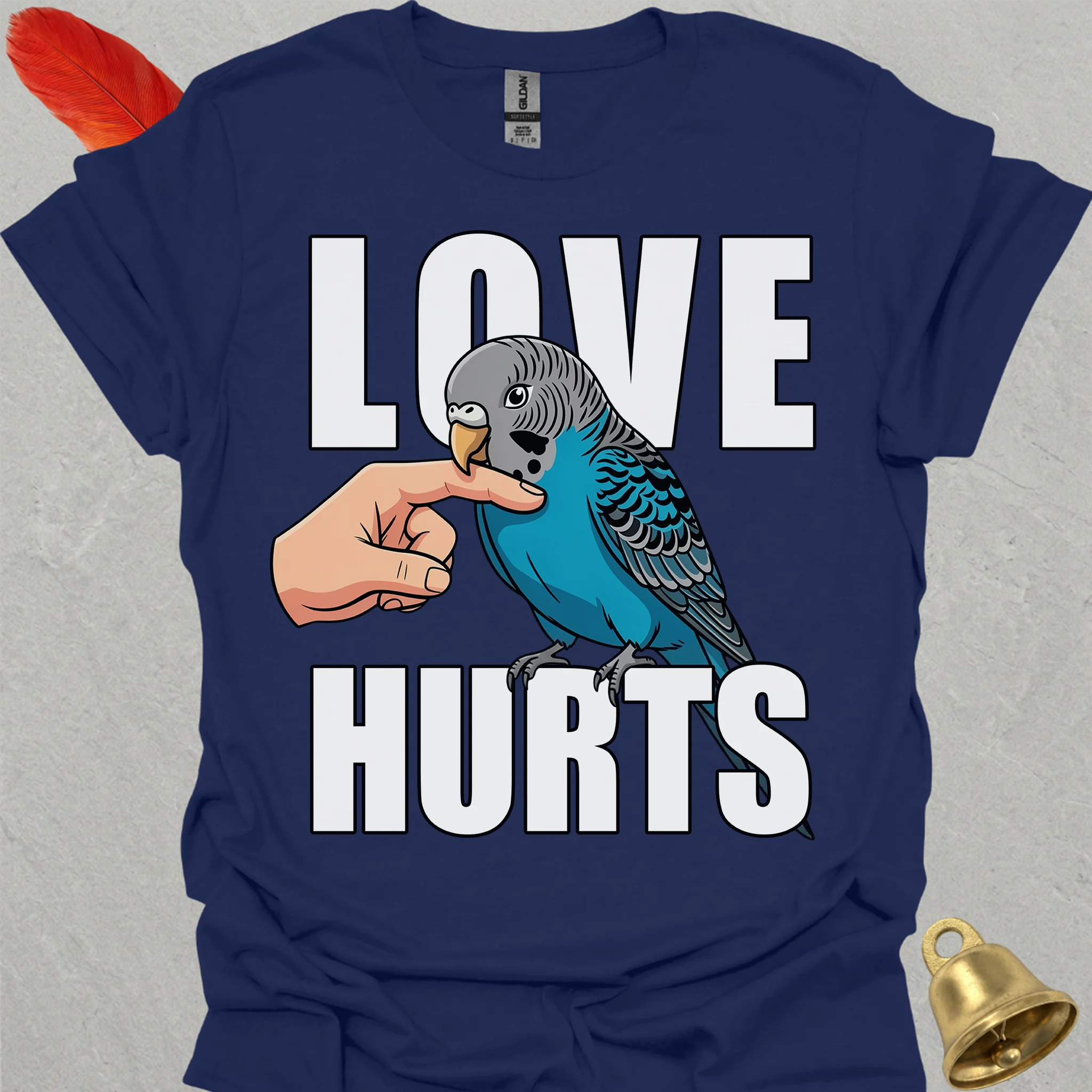 Blue Parakeet Love Hurts T-Shirt
