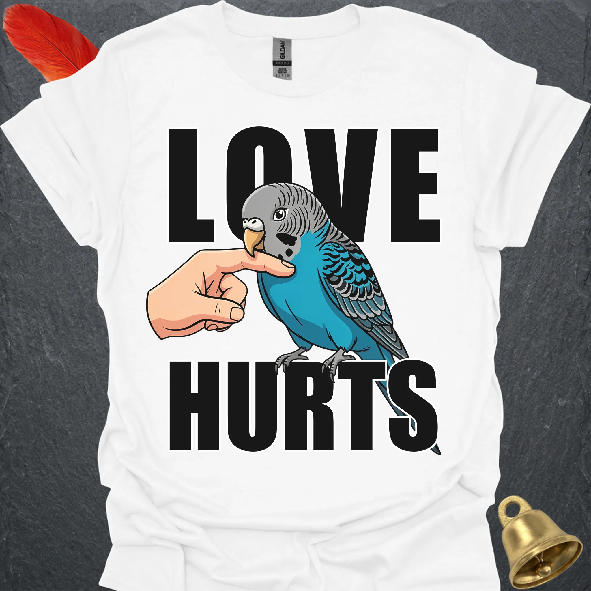 Blue Parakeet Love Hurts T-Shirt