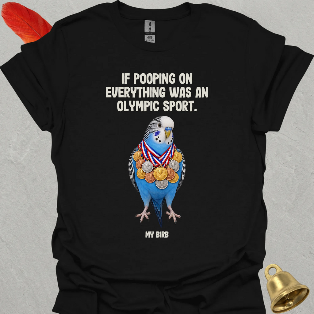 Blue Parakeet Olympic Pooper T-Shirt