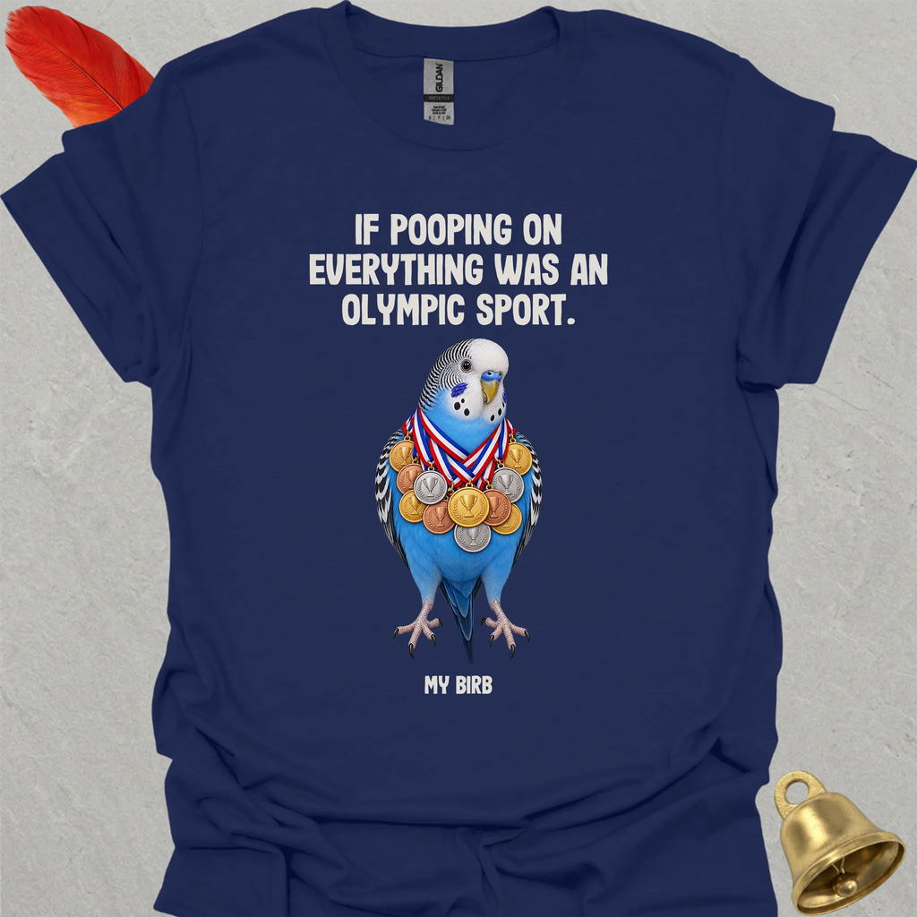 Blue Parakeet Olympic Pooper T-Shirt