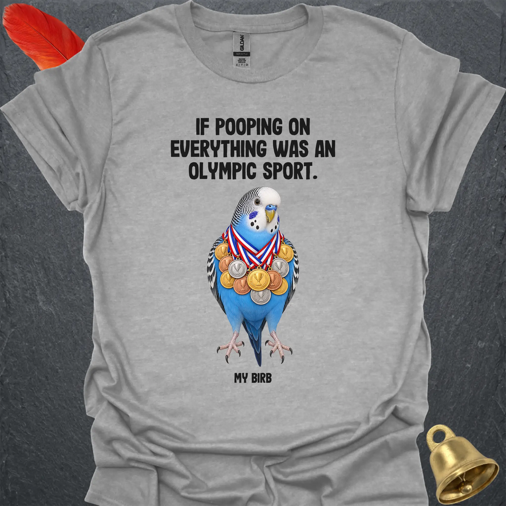 Blue Parakeet Olympic Pooper T-Shirt
