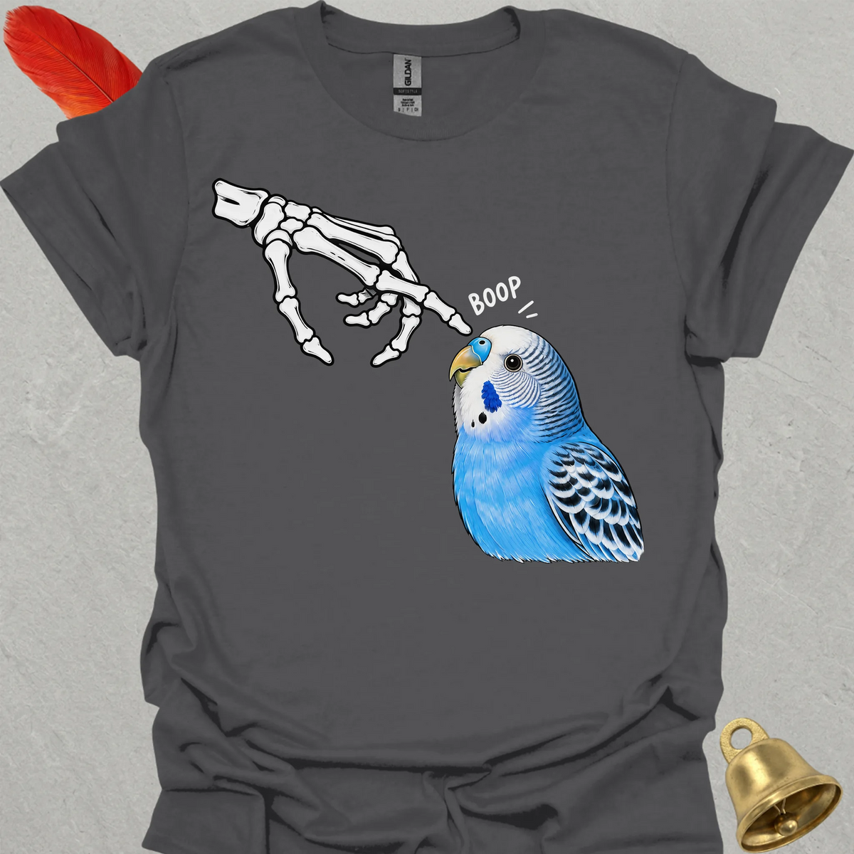 Blue Parakeet Skeleton Boop T-Shirt