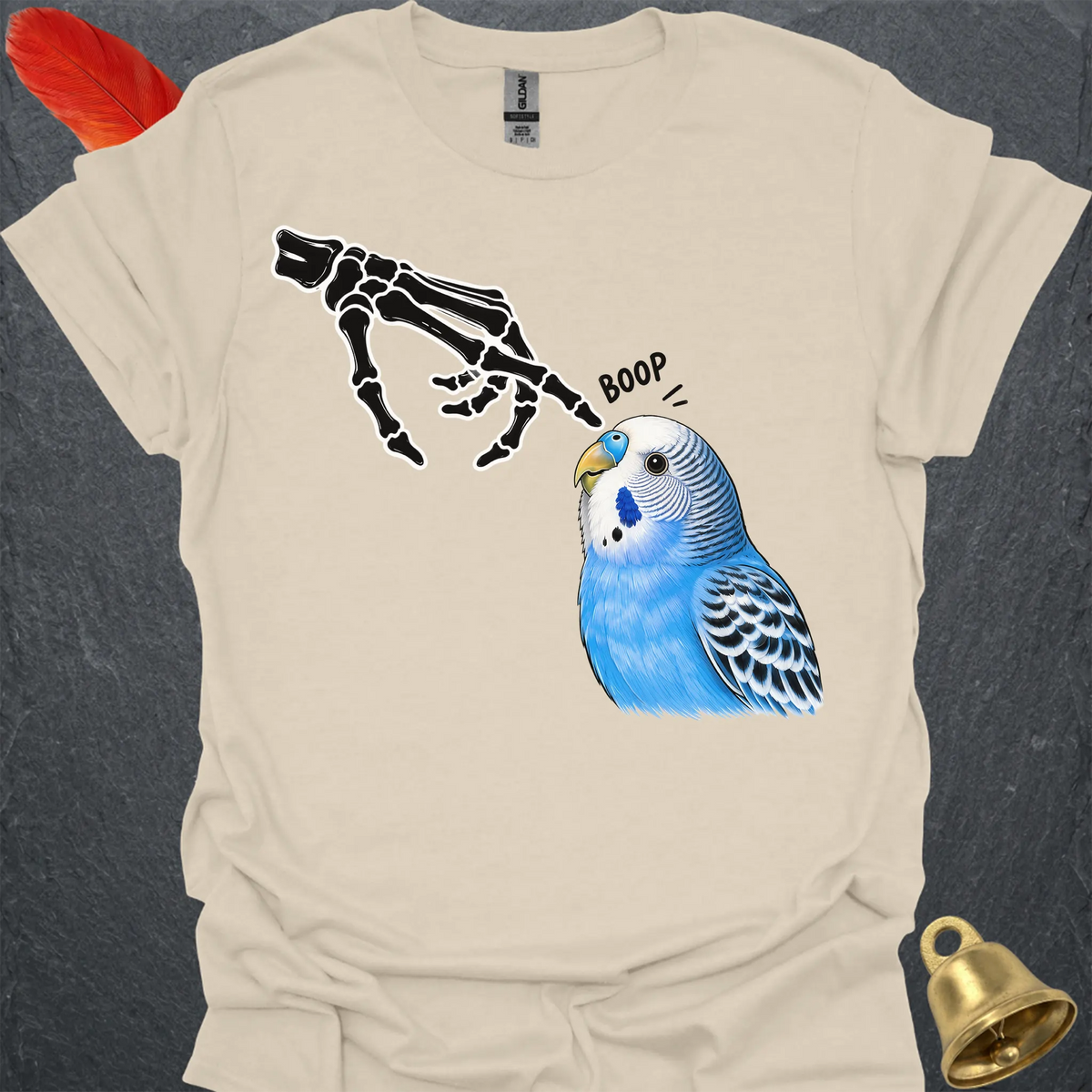 Blue Parakeet Skeleton Boop T-Shirt