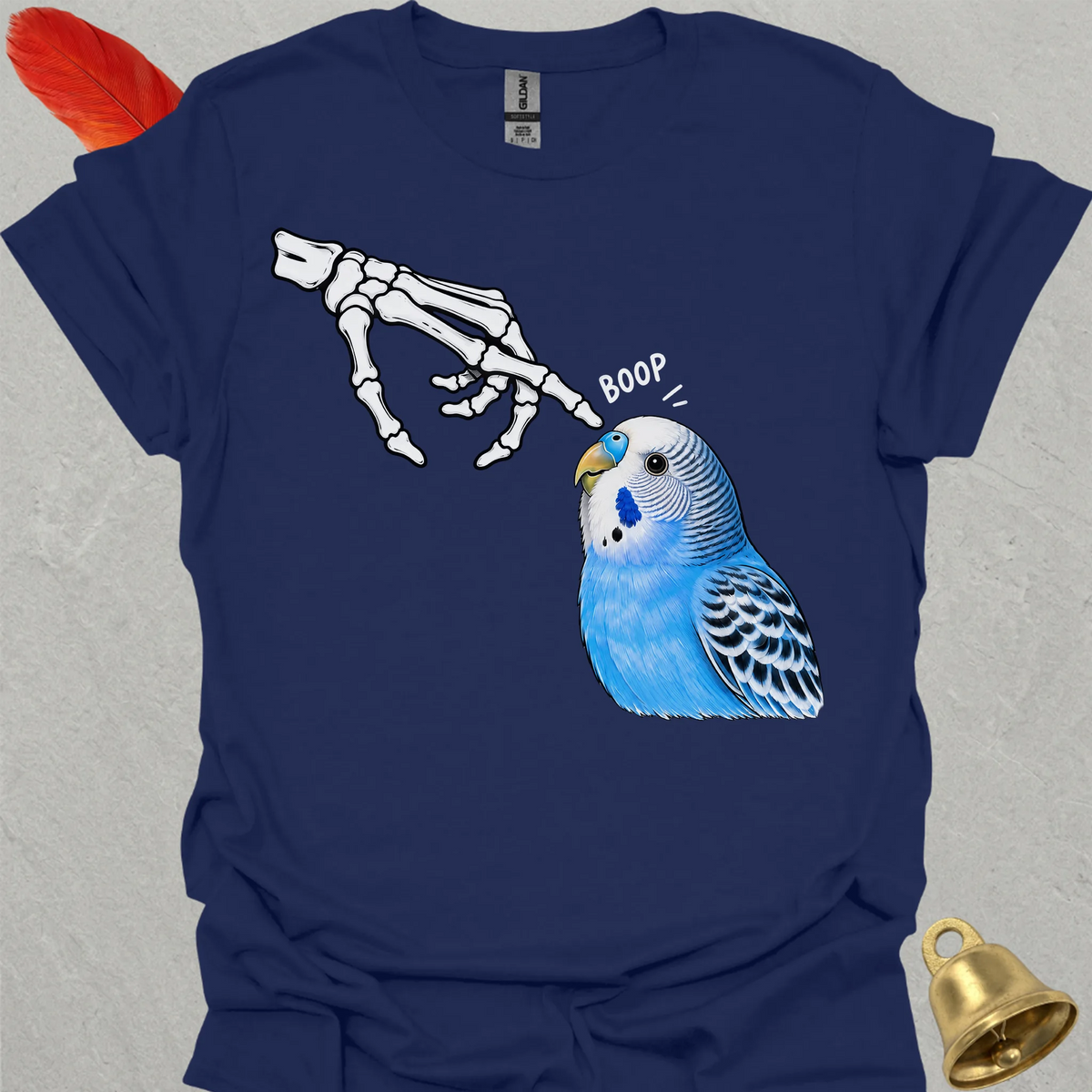 Blue Parakeet Skeleton Boop T-Shirt