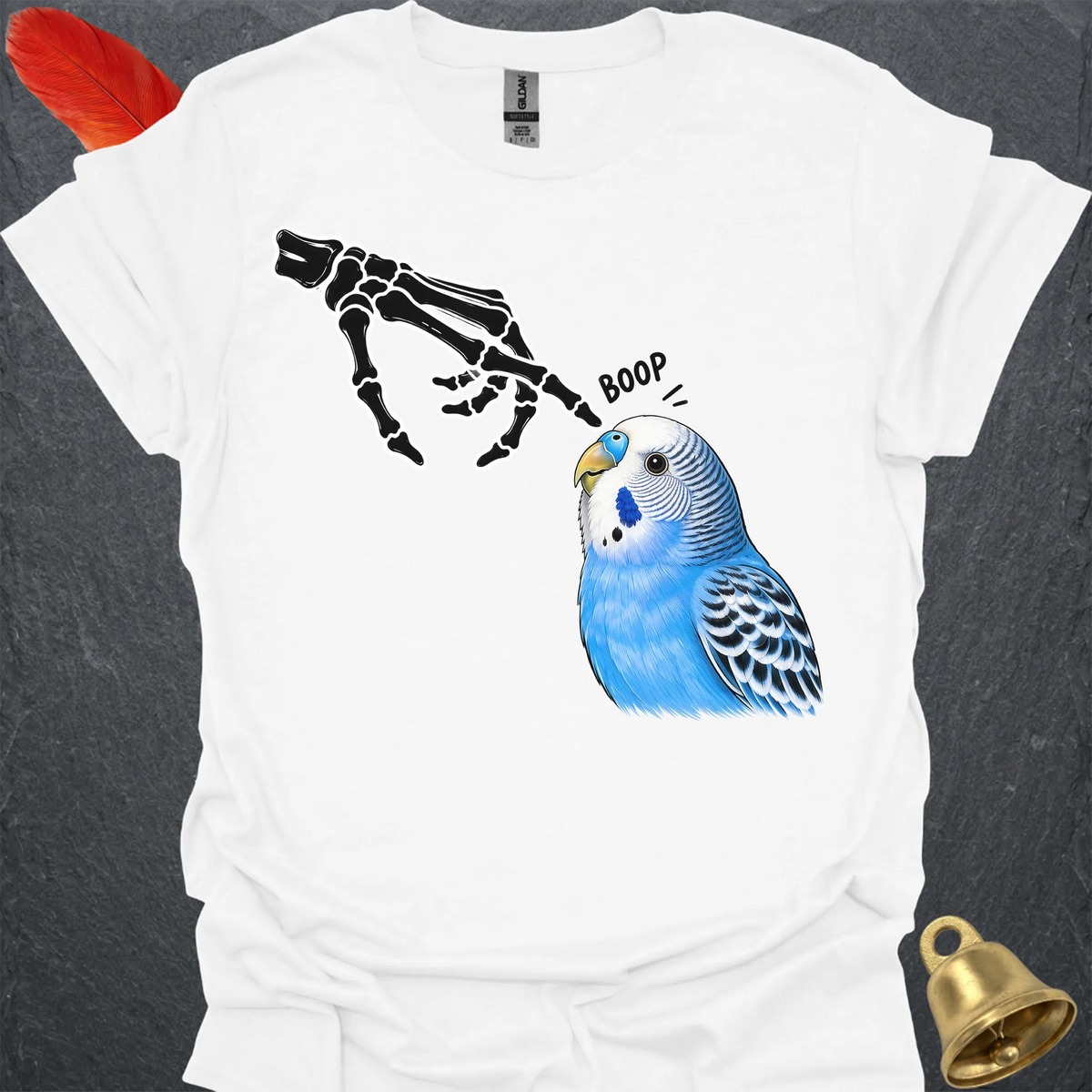 Blue Parakeet Skeleton Boop T-Shirt