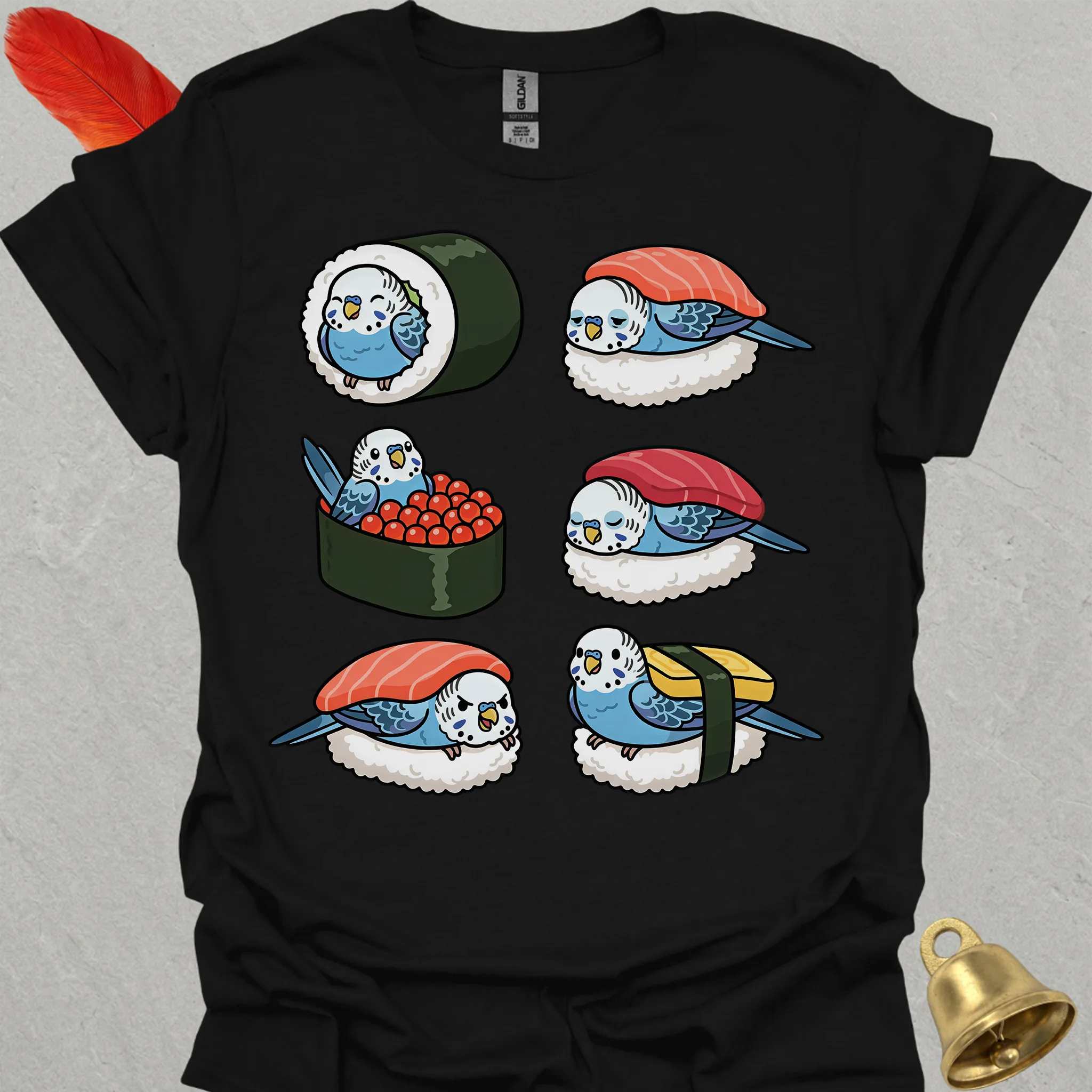 Blue Parakeet Sushi T-Shirt