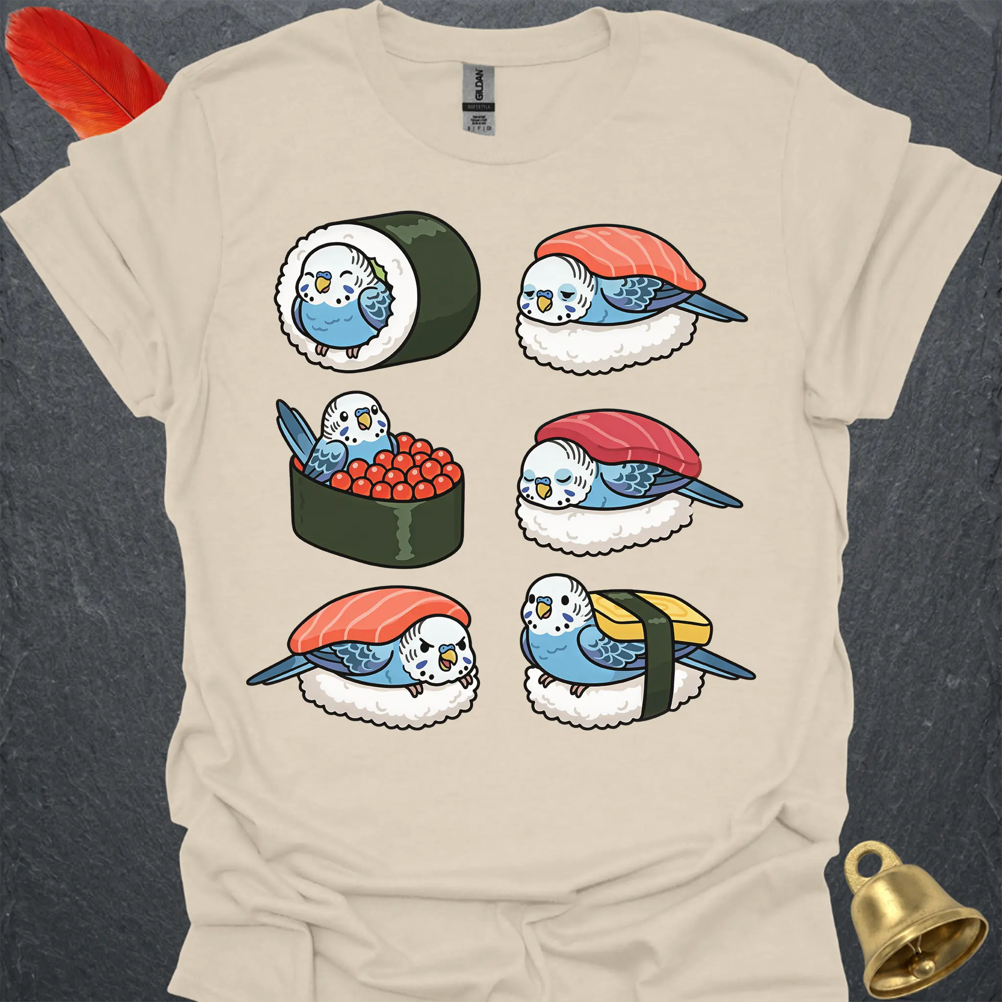 Blue Parakeet Sushi T-Shirt