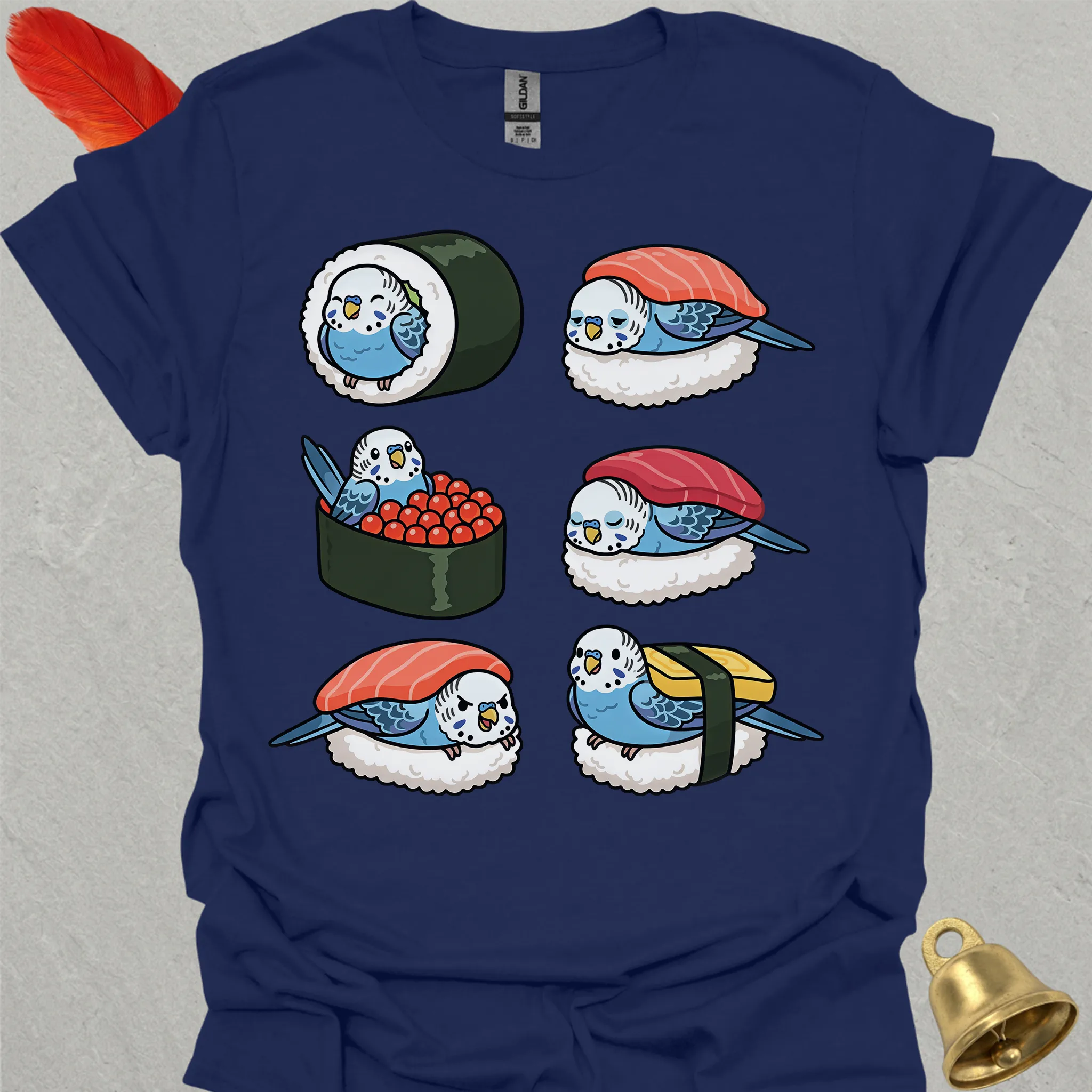 Blue Parakeet Sushi T-Shirt
