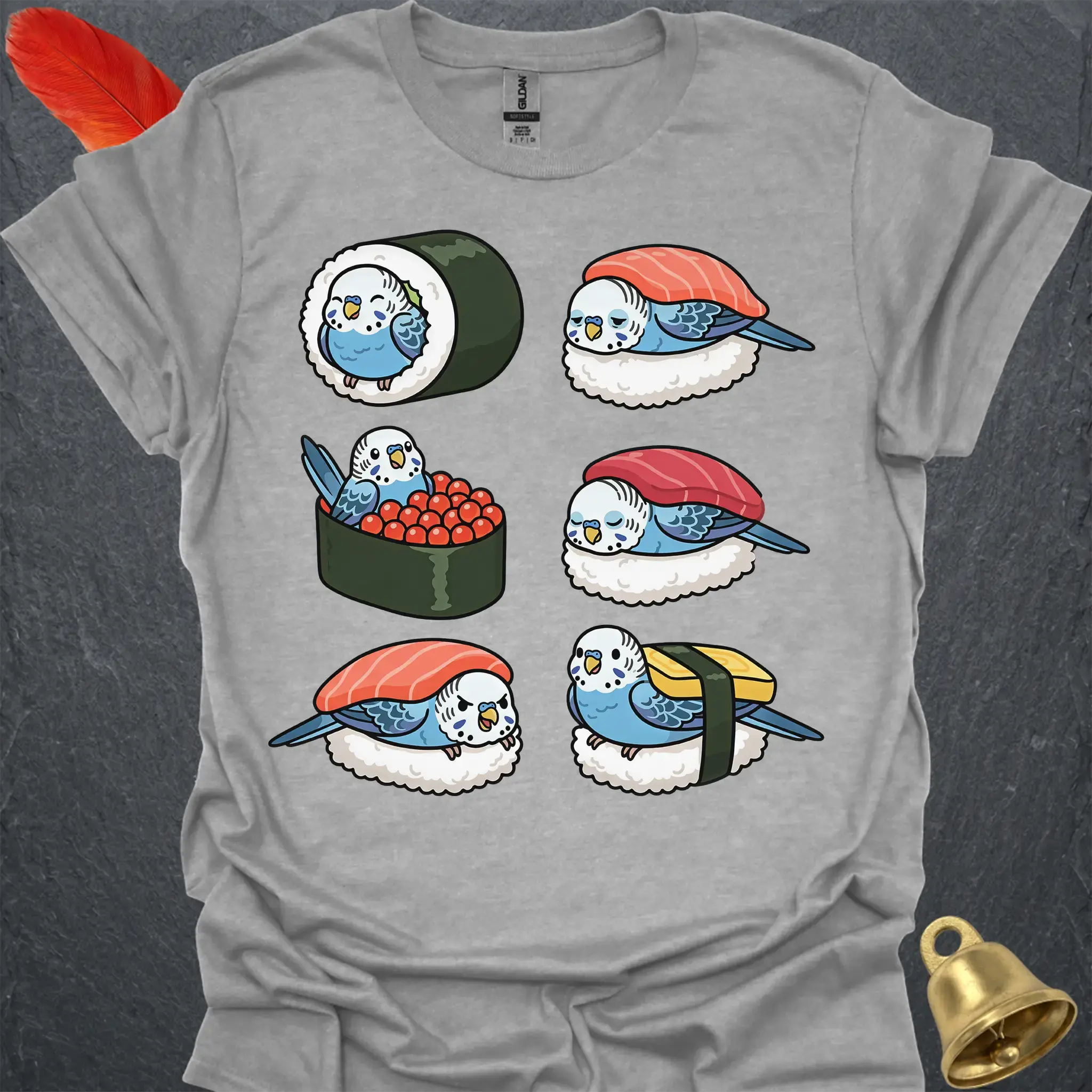 Blue Parakeet Sushi T-Shirt