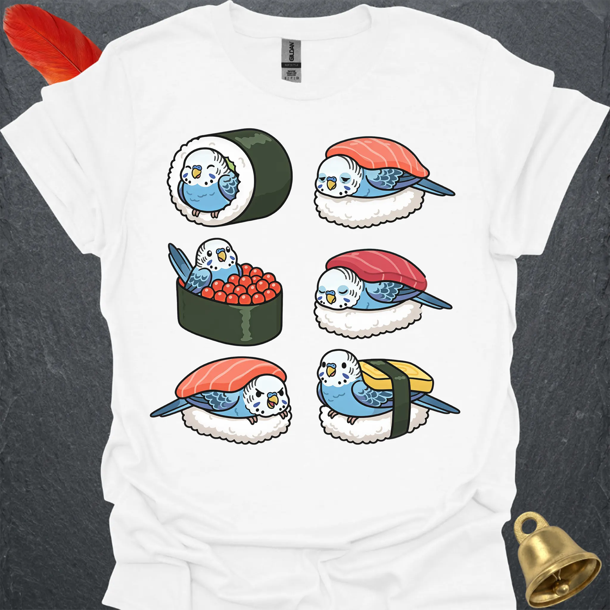 Blue Parakeet Sushi T-Shirt