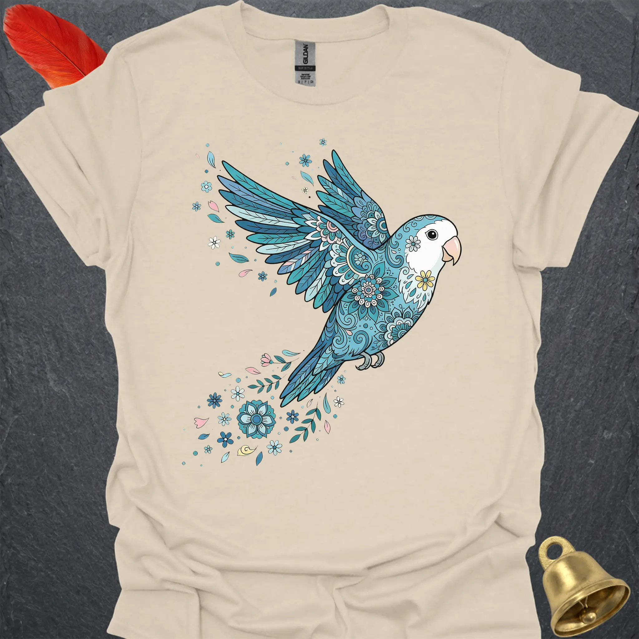 Dutch Blue Lovebird Flying Flower T-Shirt