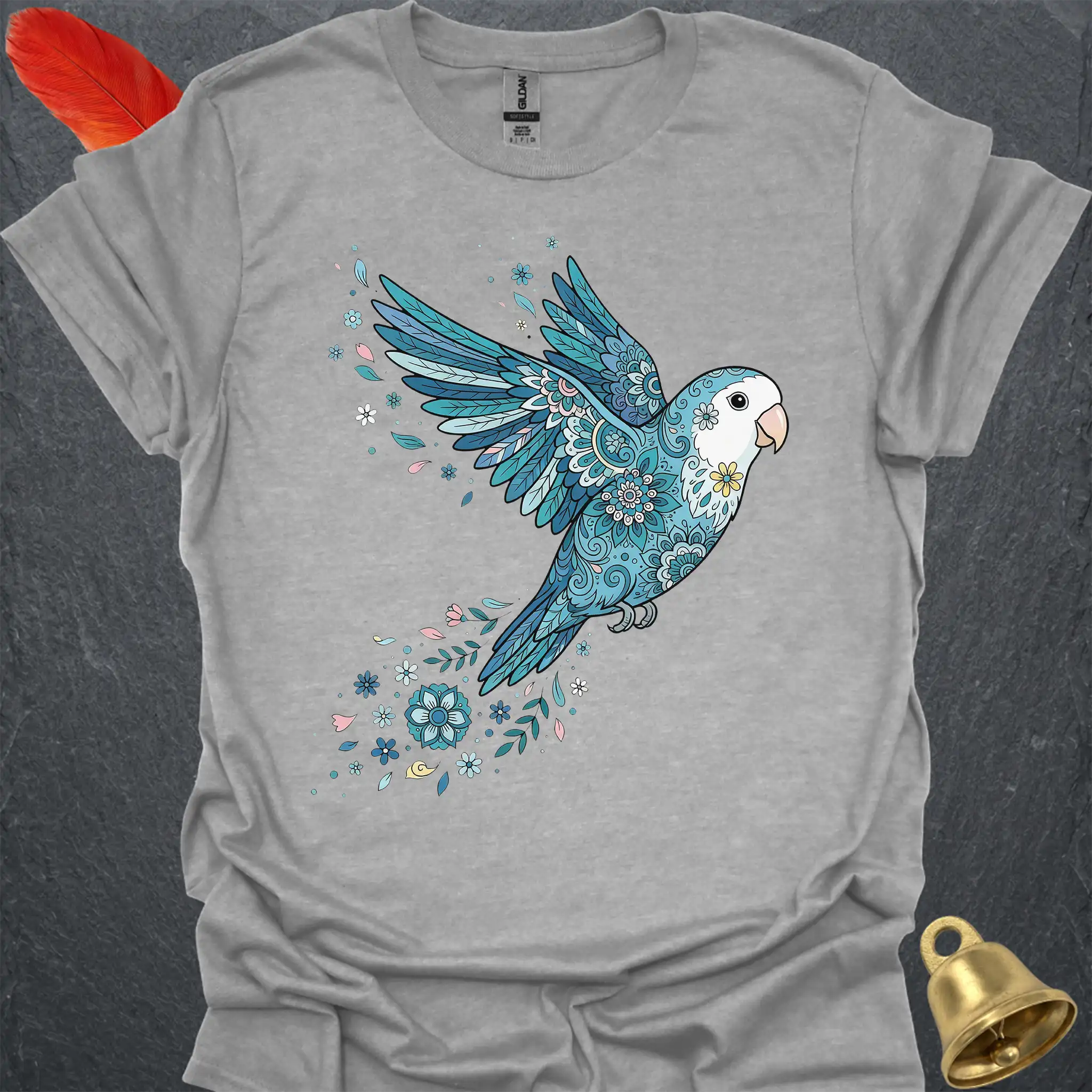 Dutch Blue Lovebird Flying Flower T-Shirt