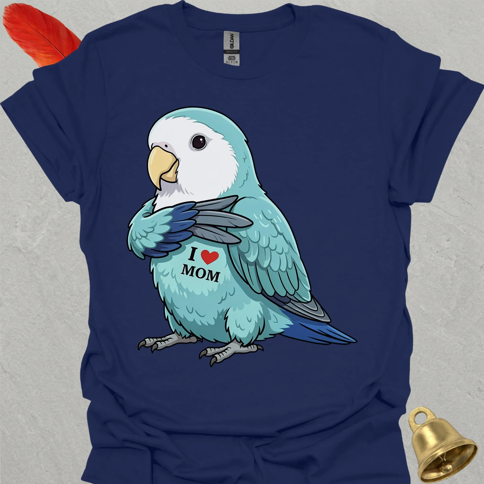 Dutch Blue Lovebird I Love Mom T-Shirt