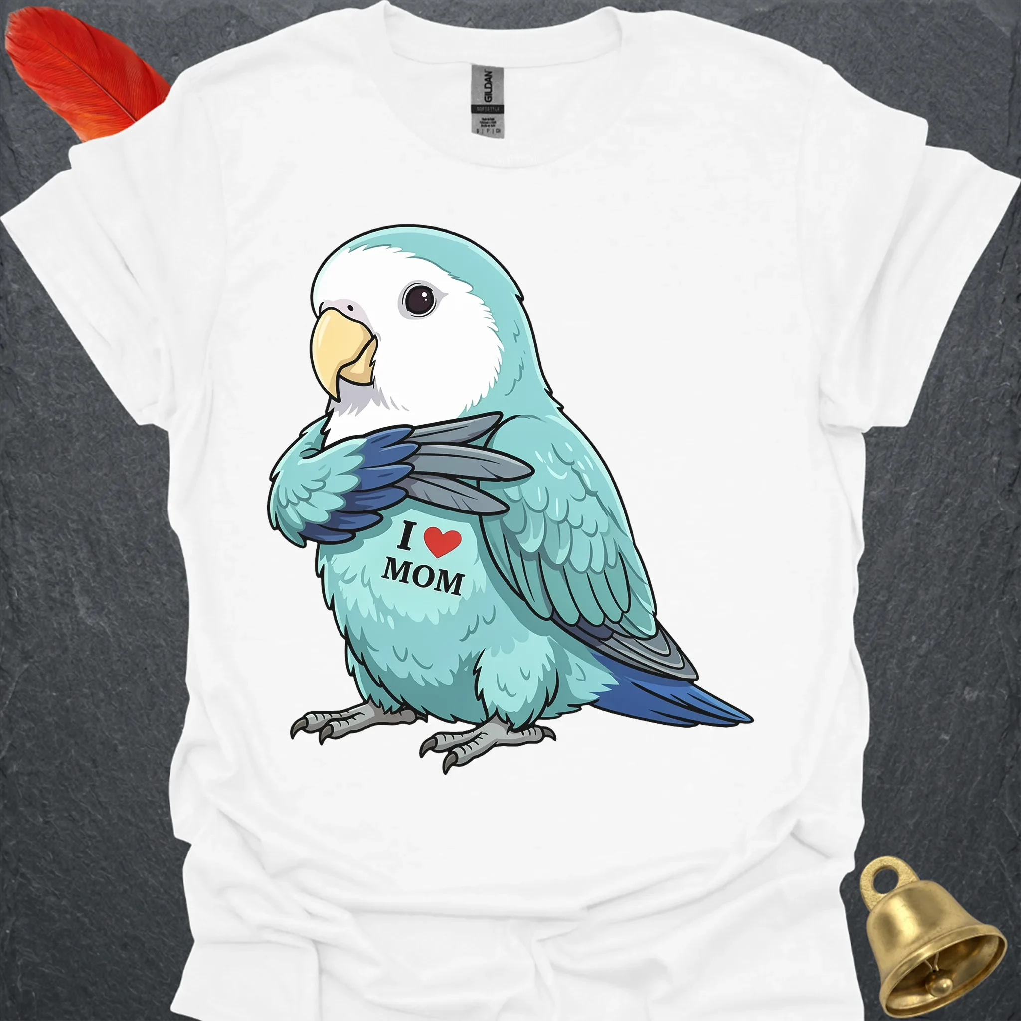 Dutch Blue Lovebird I Love Mom T-Shirt