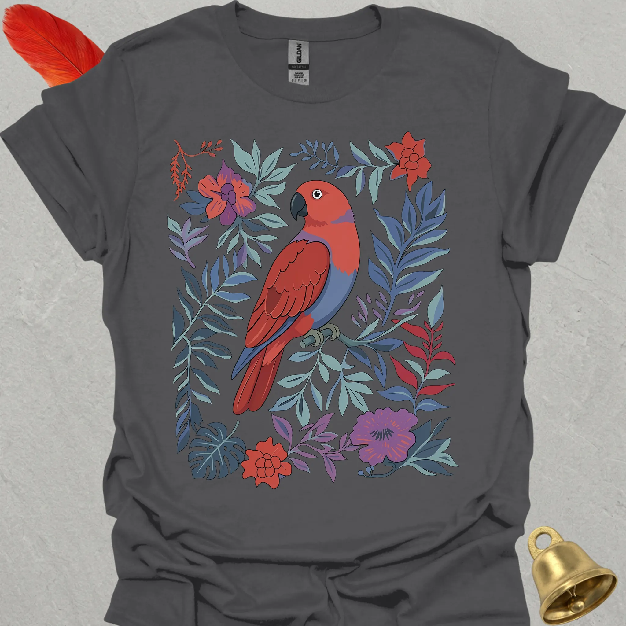 Female Eclectus Parrot Boho Flower T-Shirt
