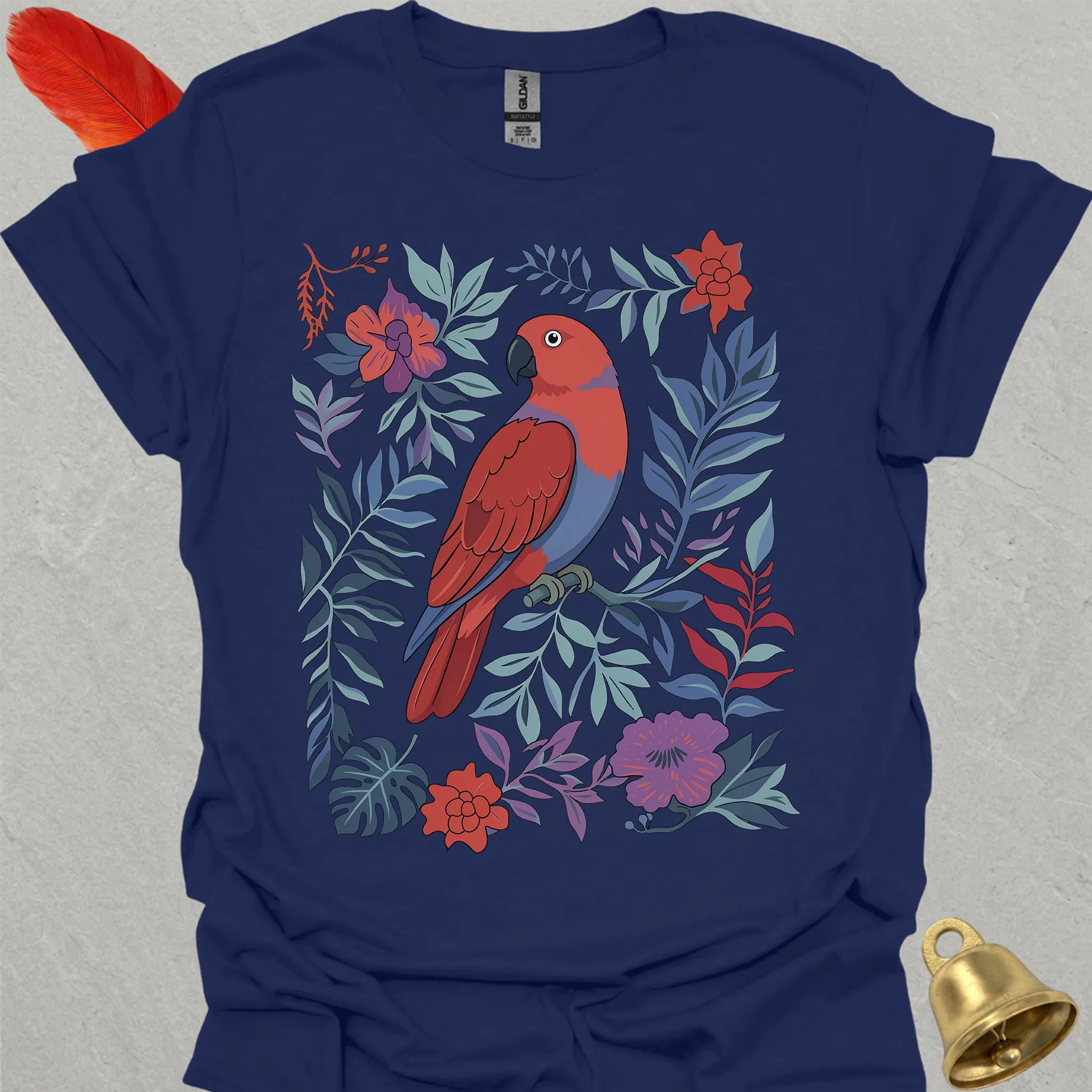 Female Eclectus Parrot Boho Flower T-Shirt