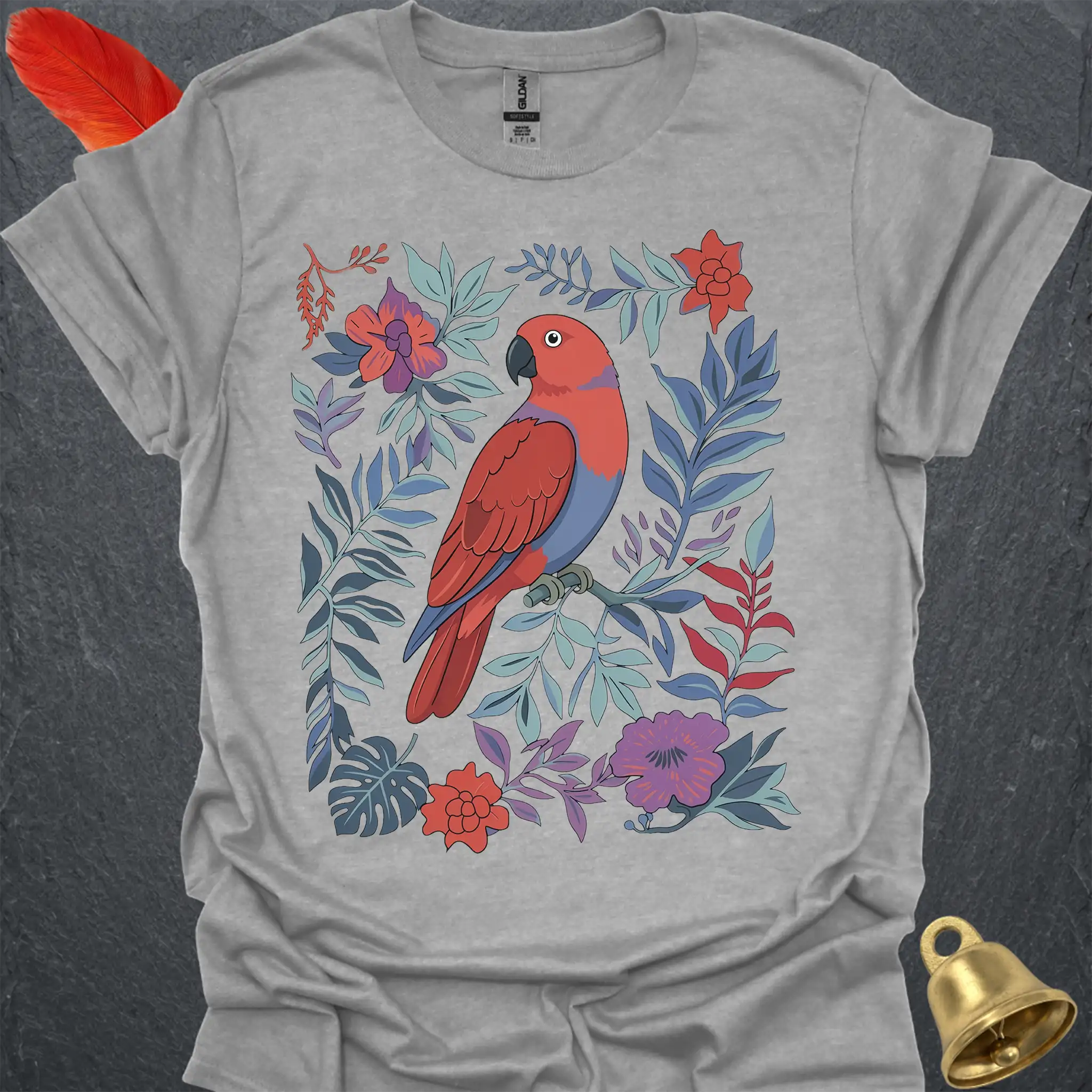 Female Eclectus Parrot Boho Flower T-Shirt