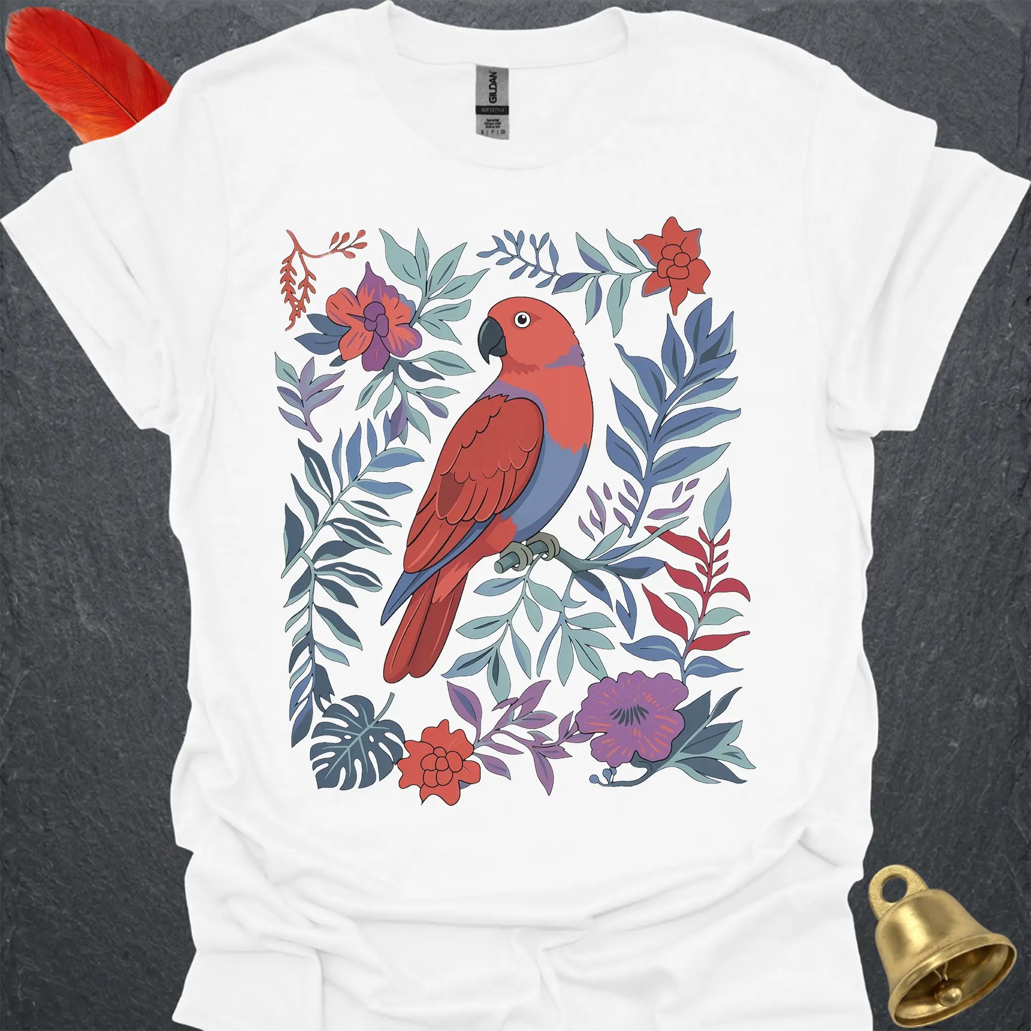 Female Eclectus Parrot Boho Flower T-Shirt